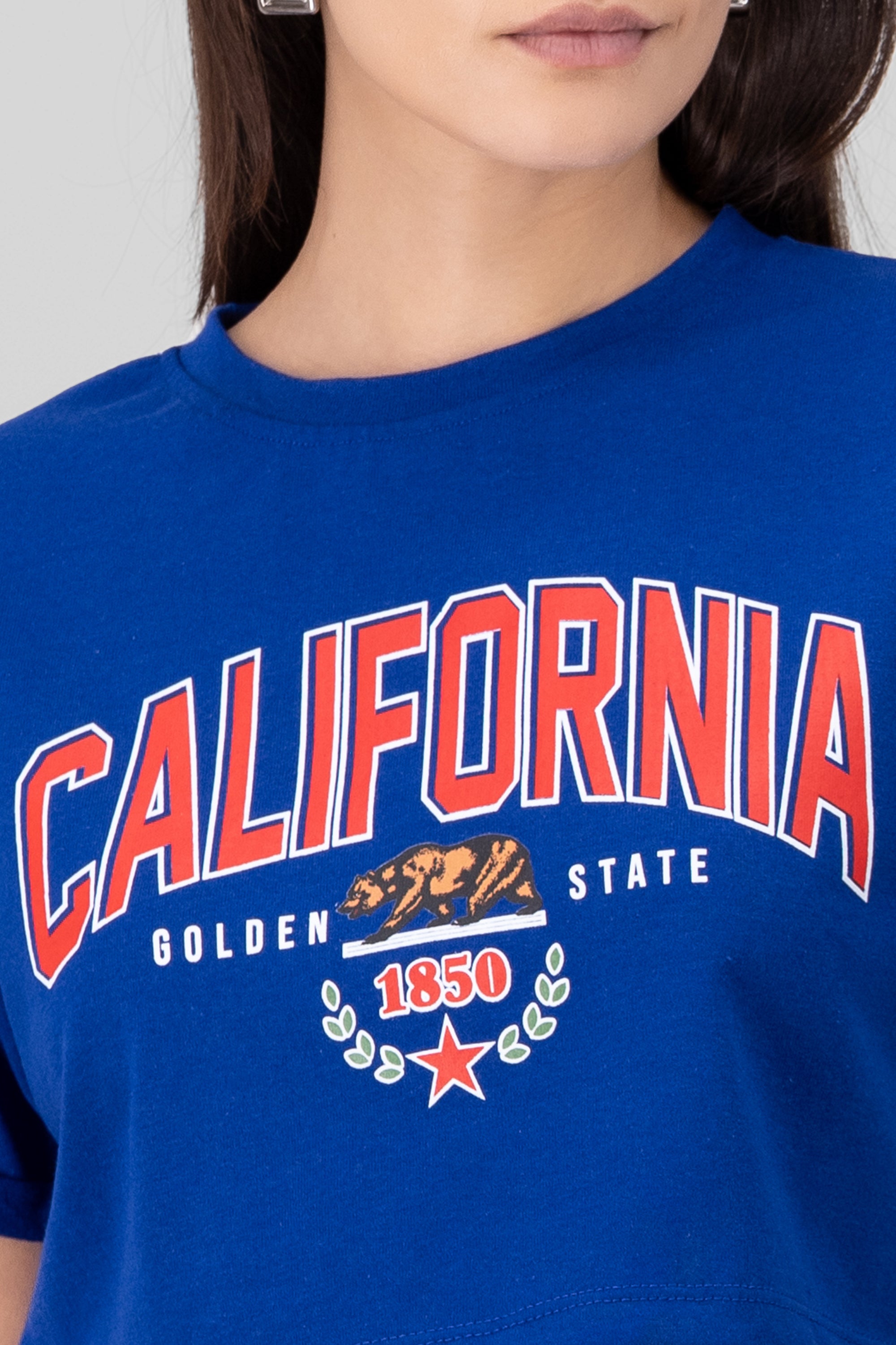 Playera Crop California AZUL REY