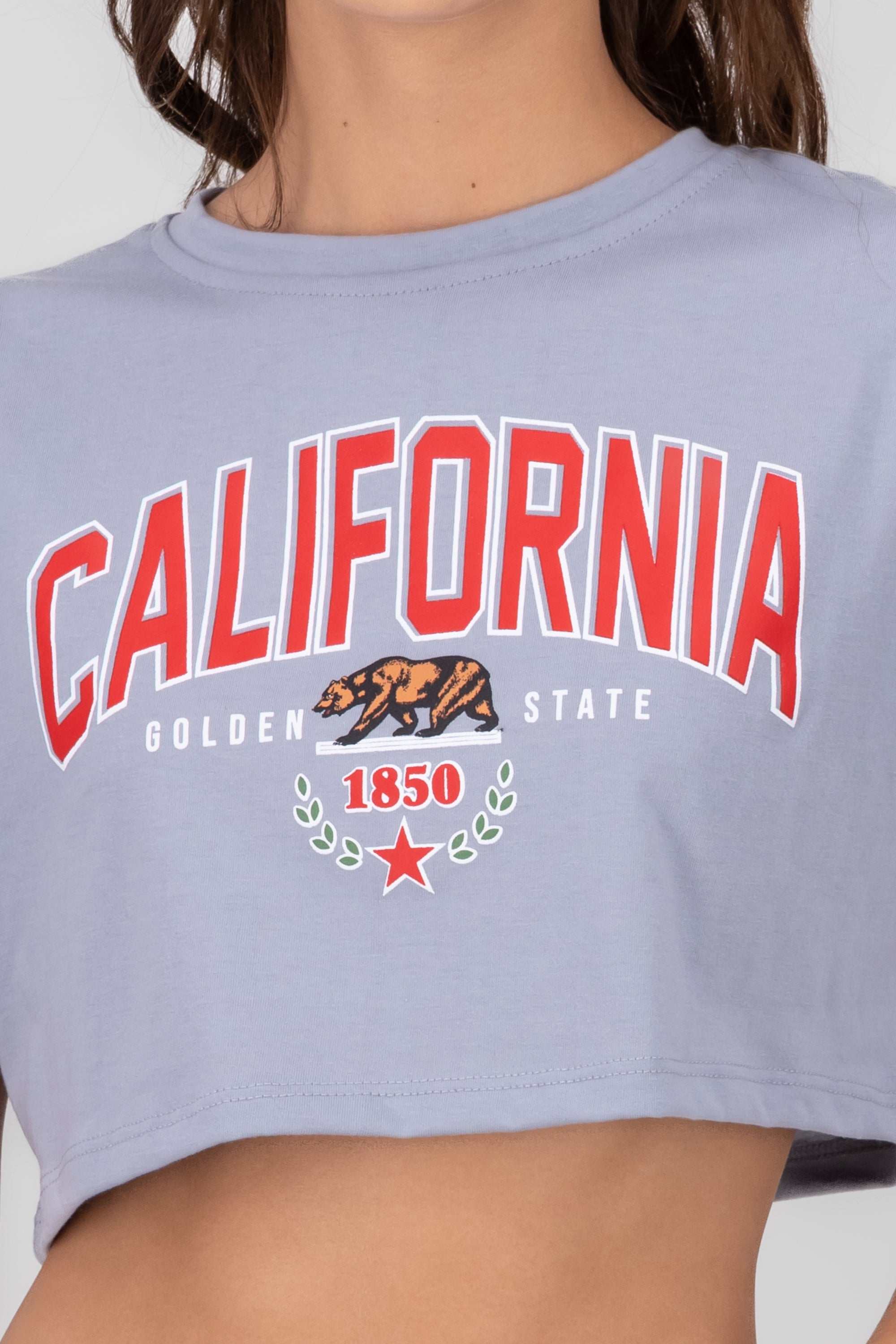 Playera Crop California PLATA