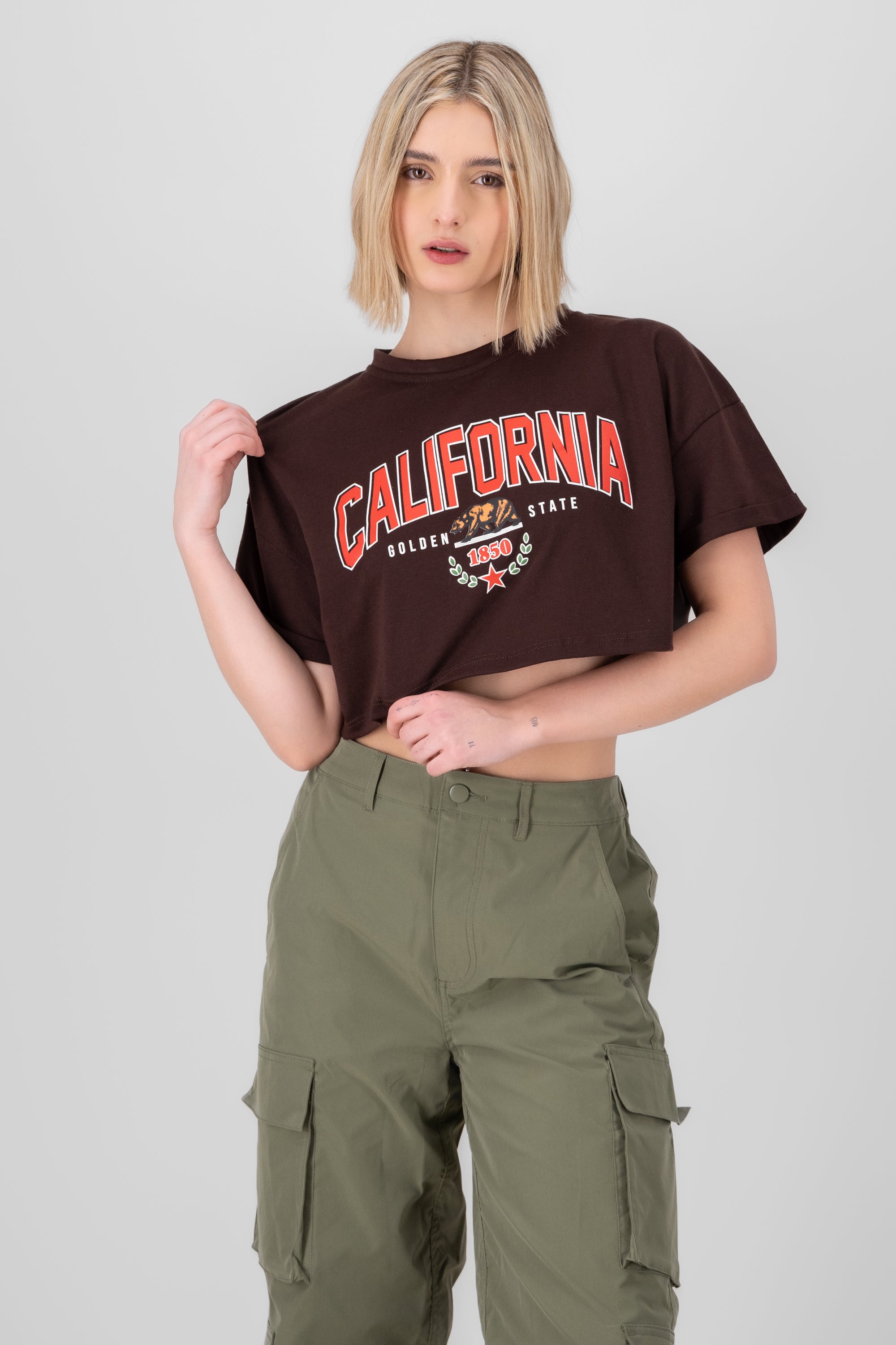 Crop California shirt CHOCOLATE