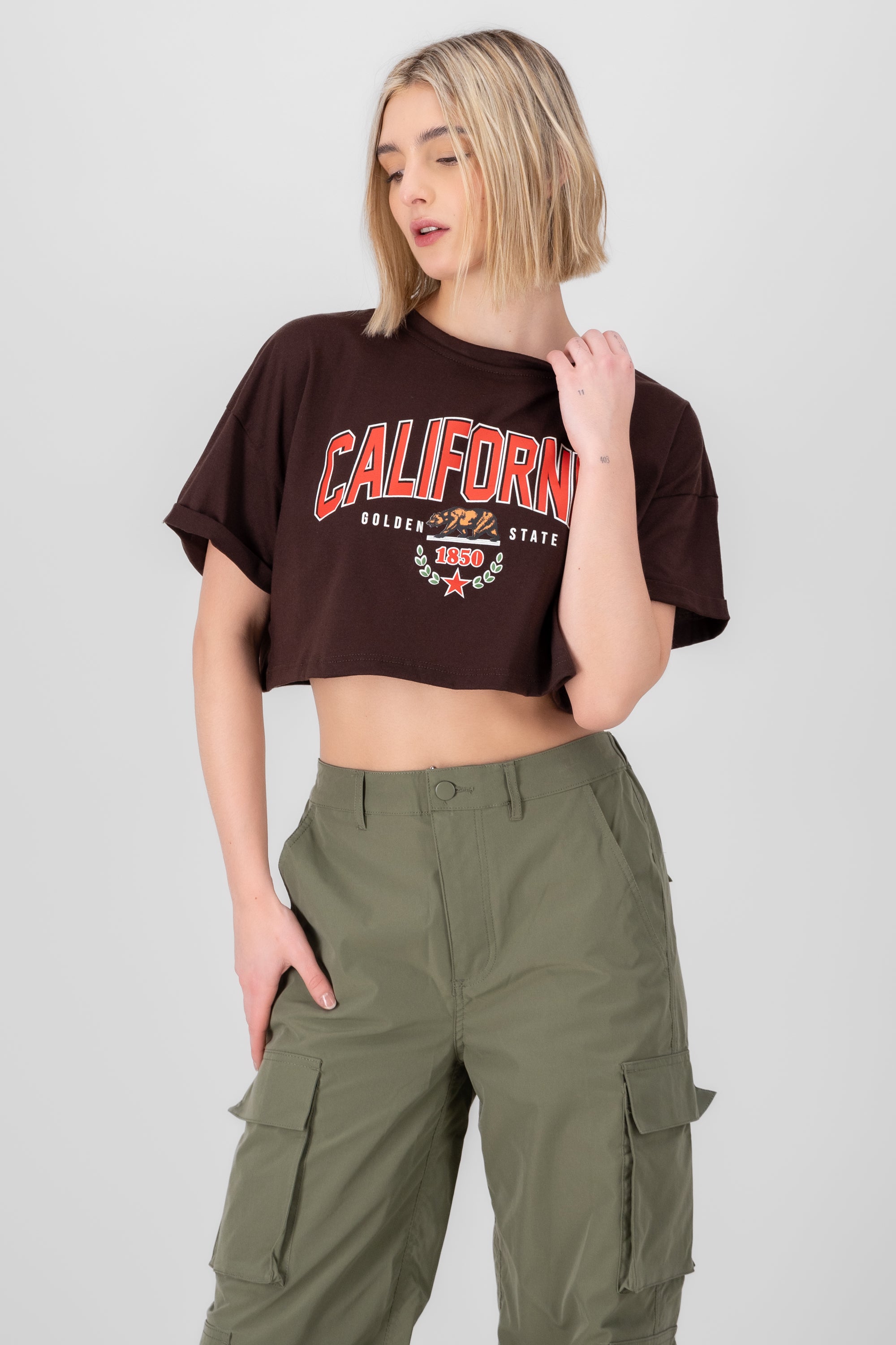 Crop California shirt CHOCOLATE