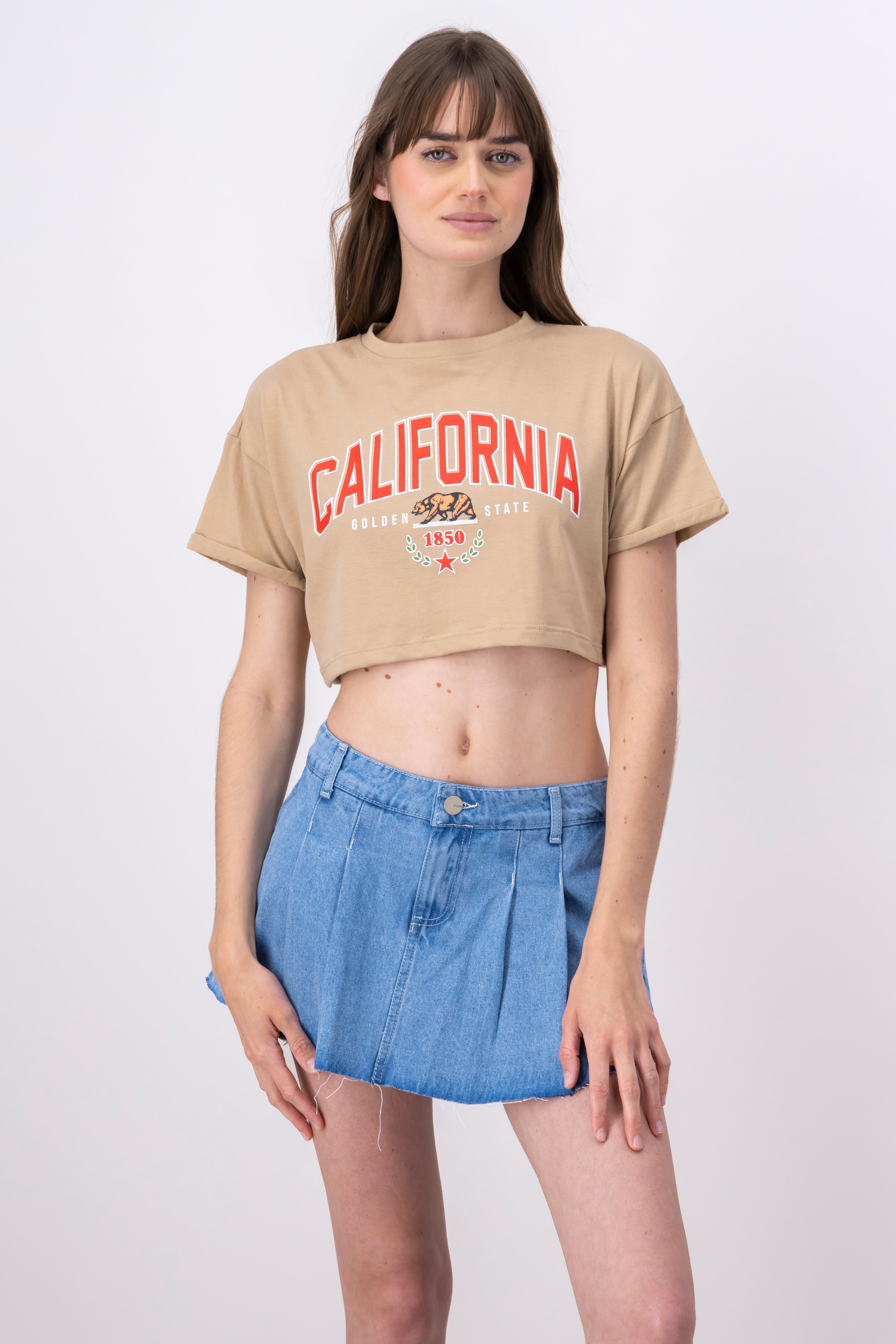 Playera Crop California KHAKI