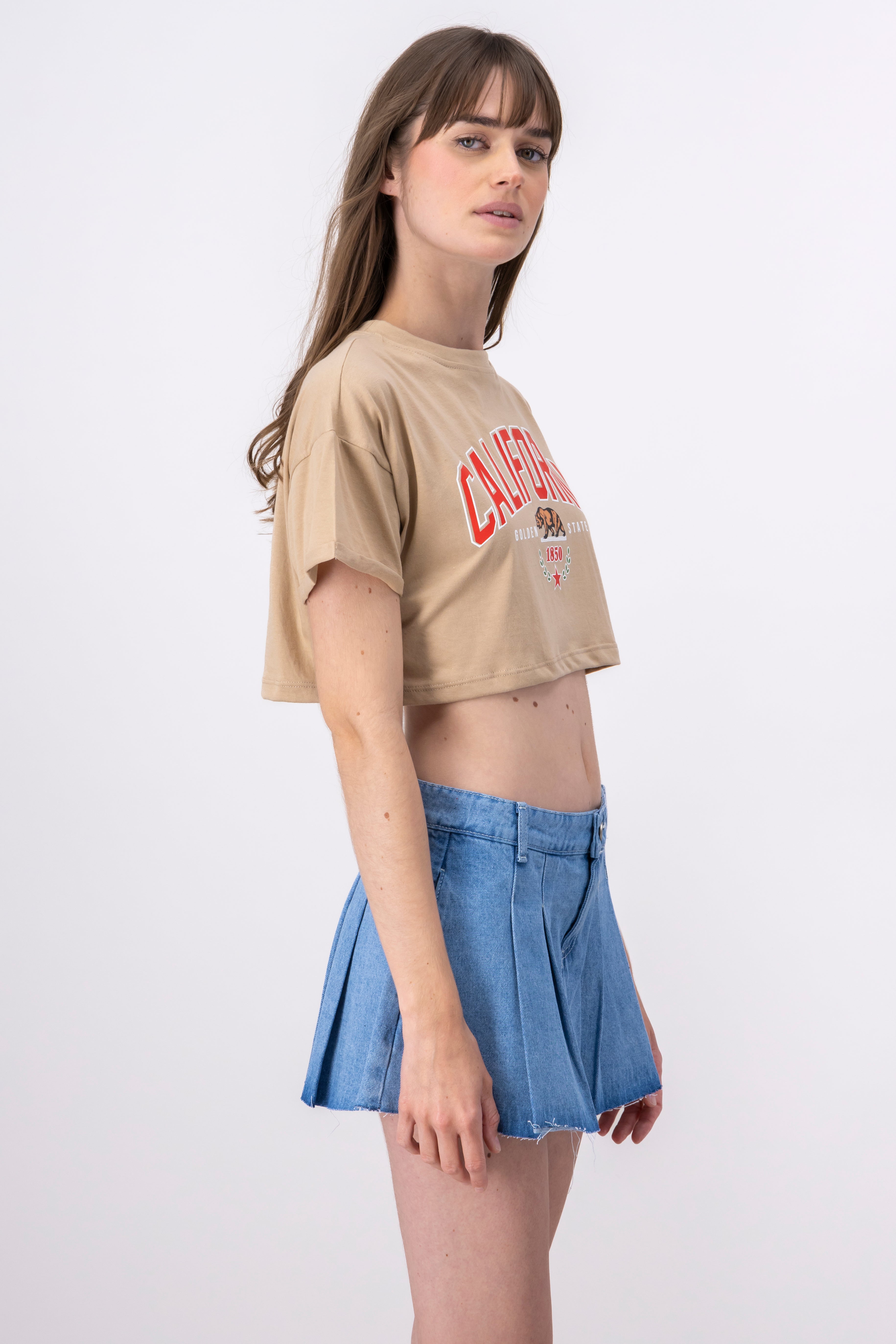 Playera Crop California KHAKI