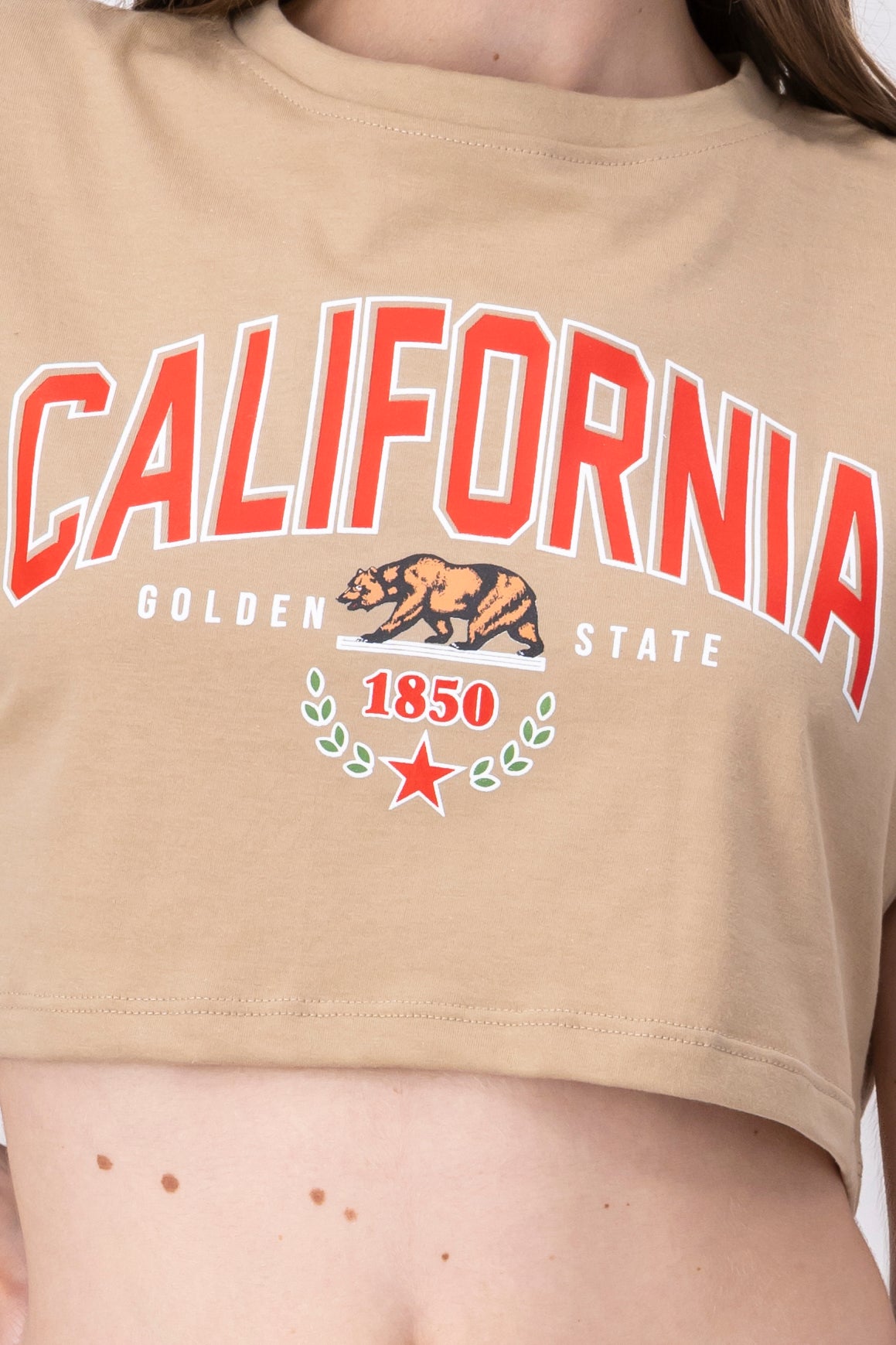 Playera Crop California KHAKI