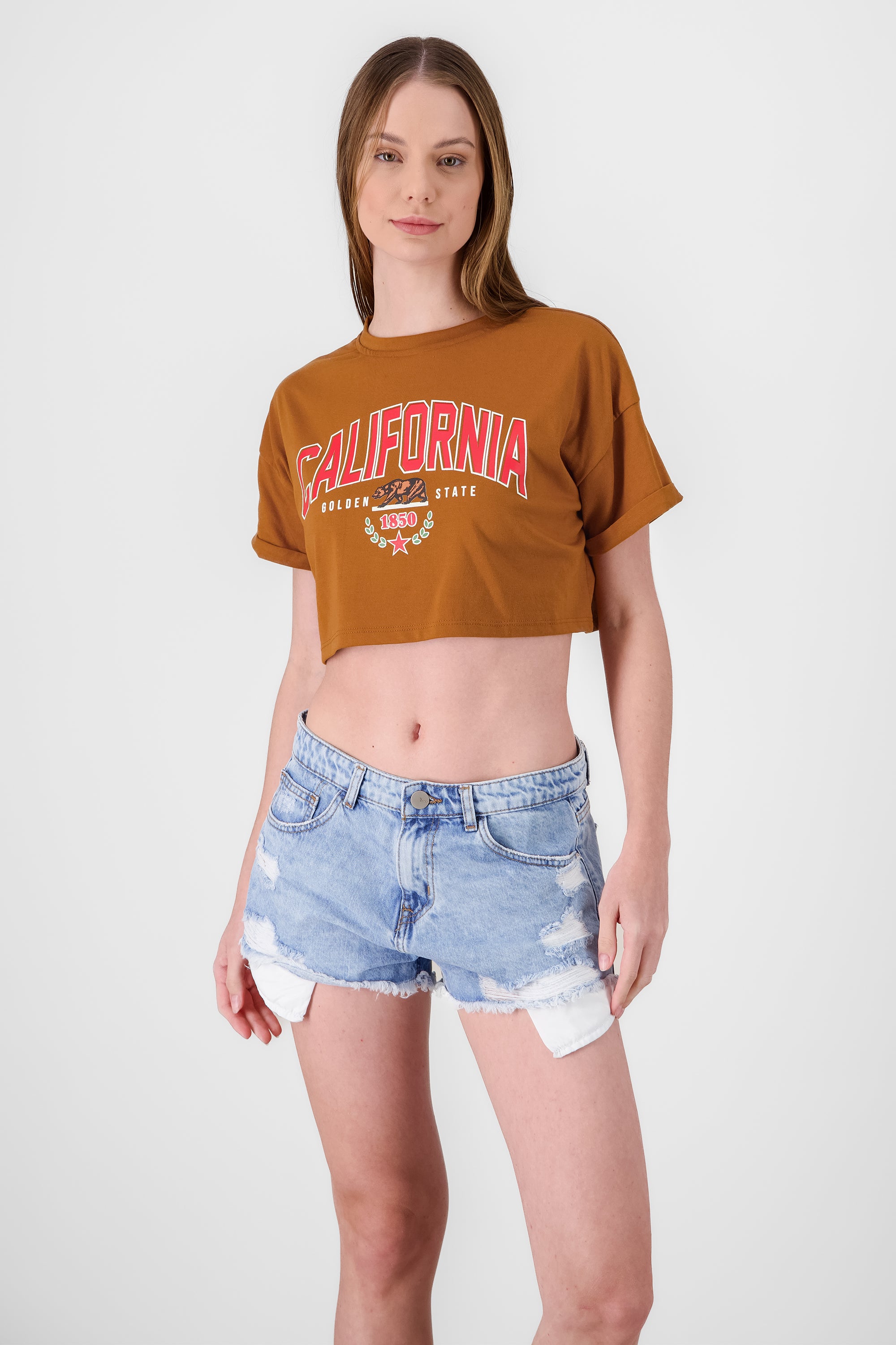 Crop California shirt CAMEL