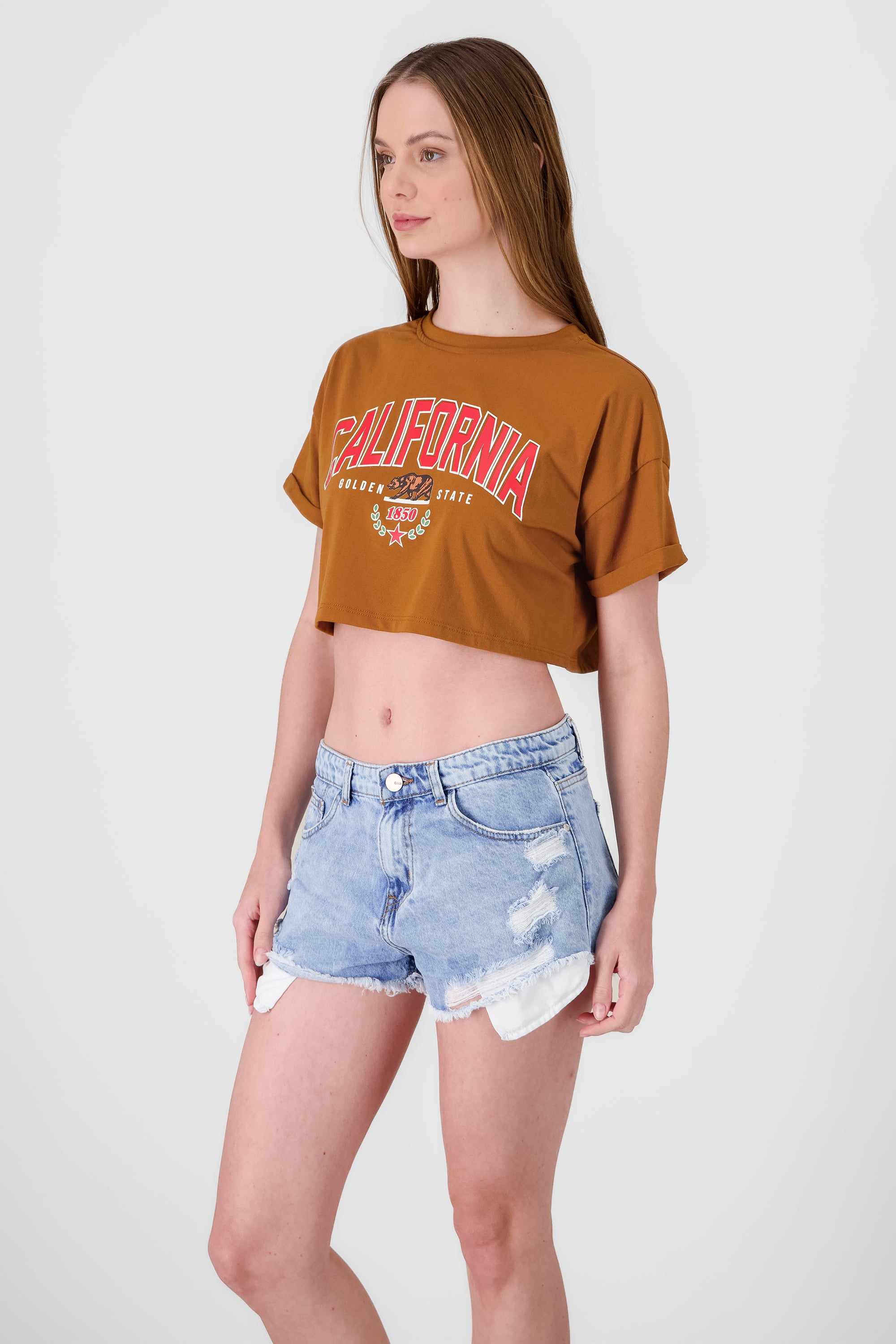 Crop California shirt CAMEL