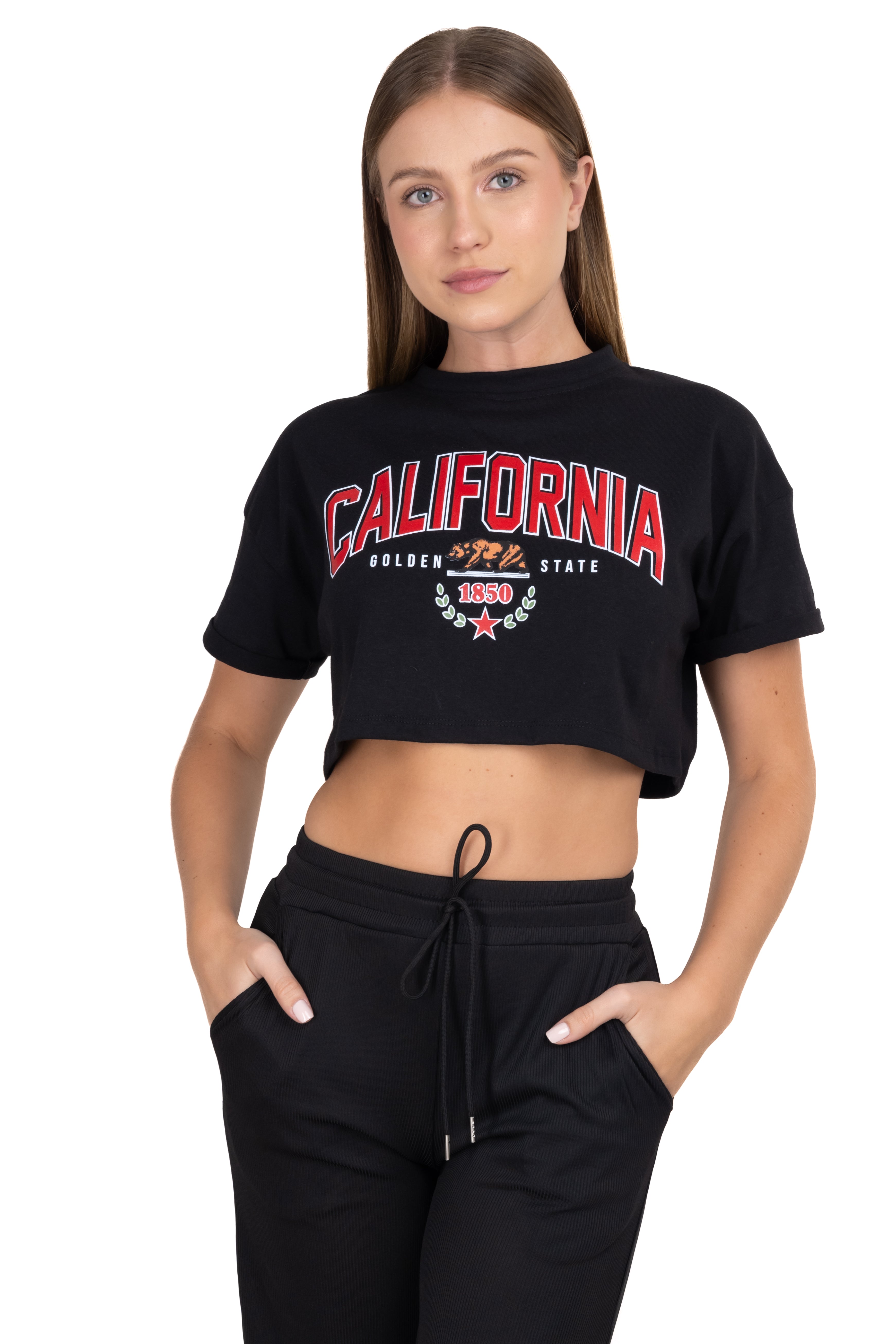 Playera Crop California NEGRO COMBO