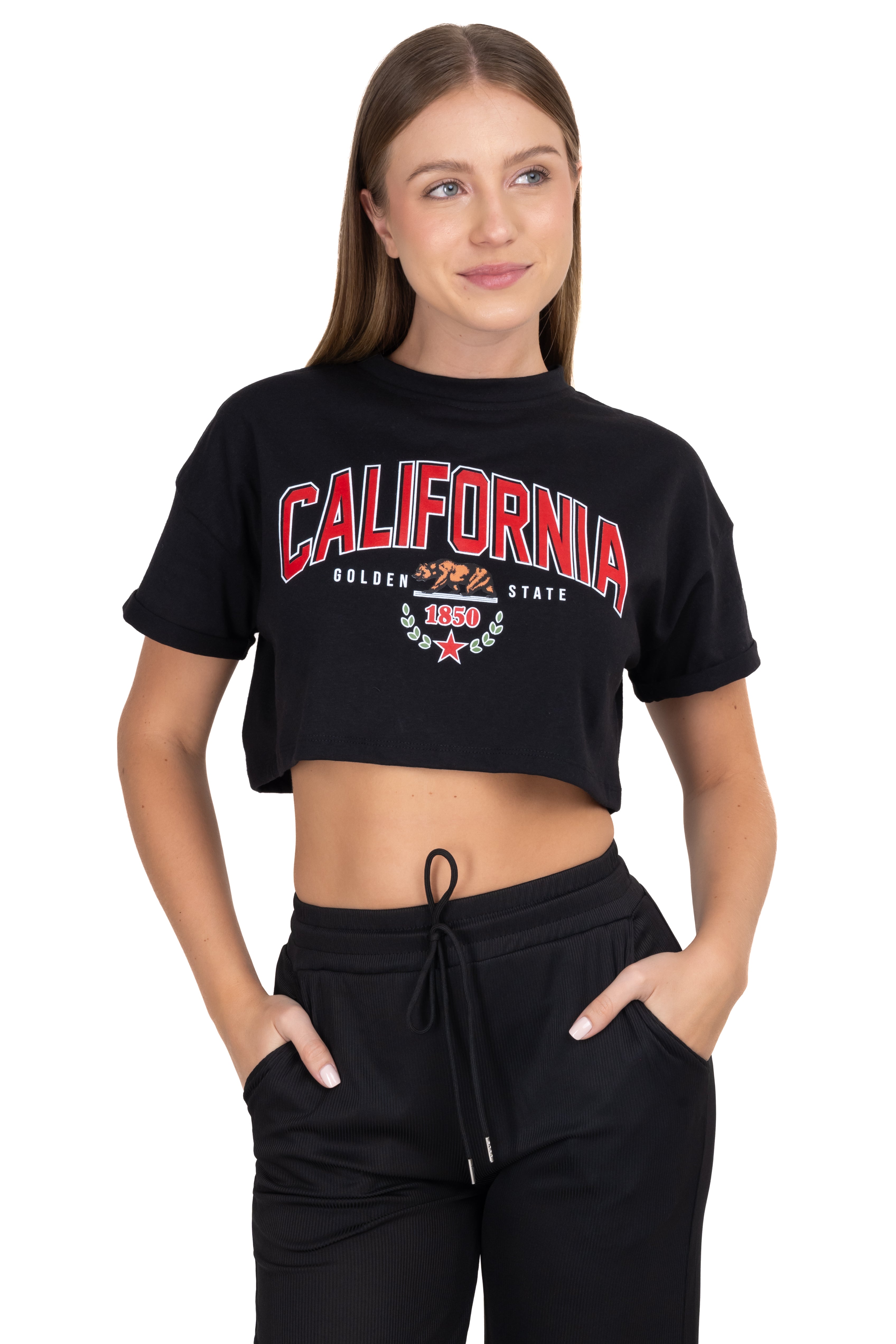 Playera Crop California NEGRO COMBO