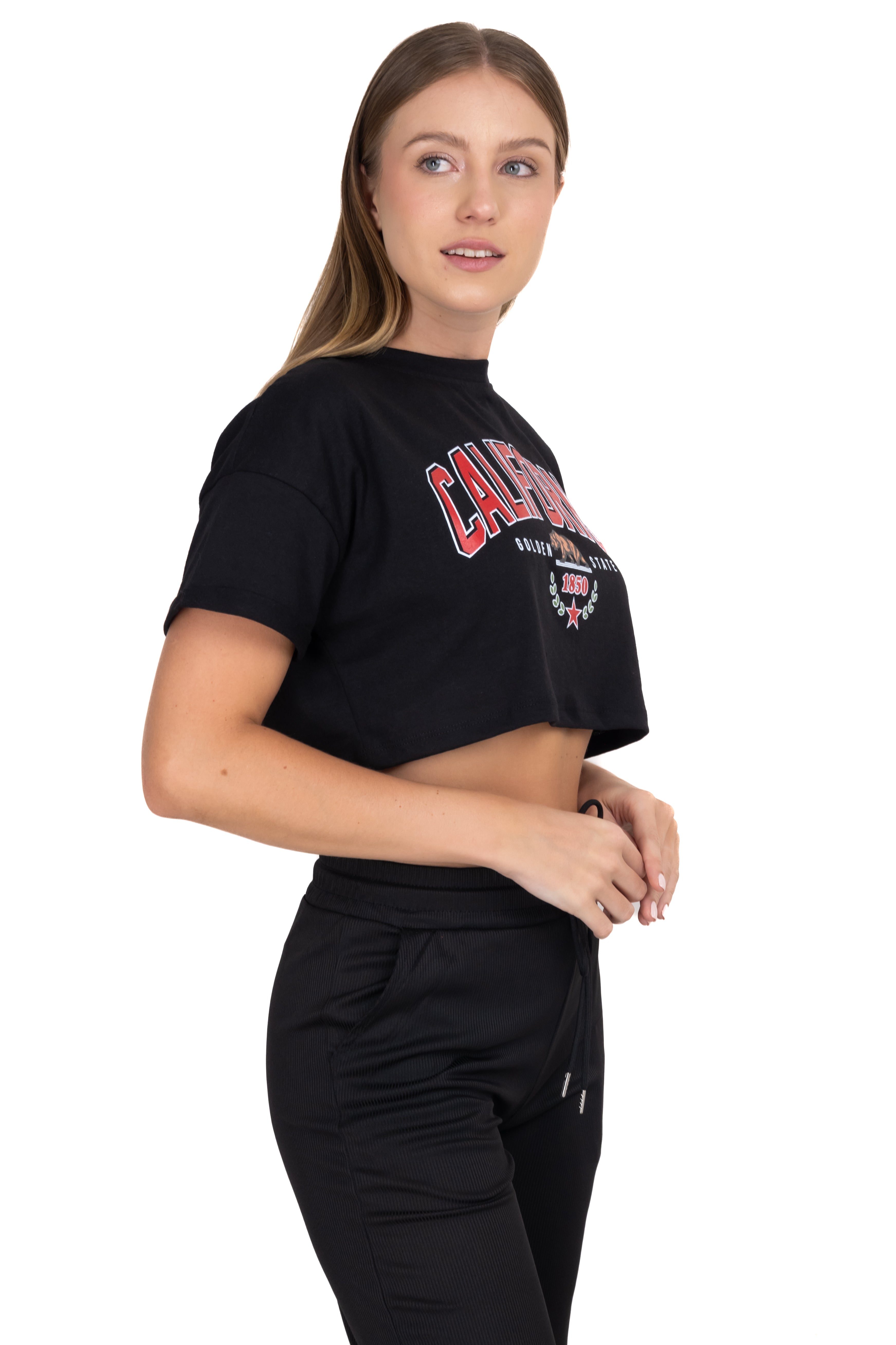 Playera Crop California NEGRO COMBO