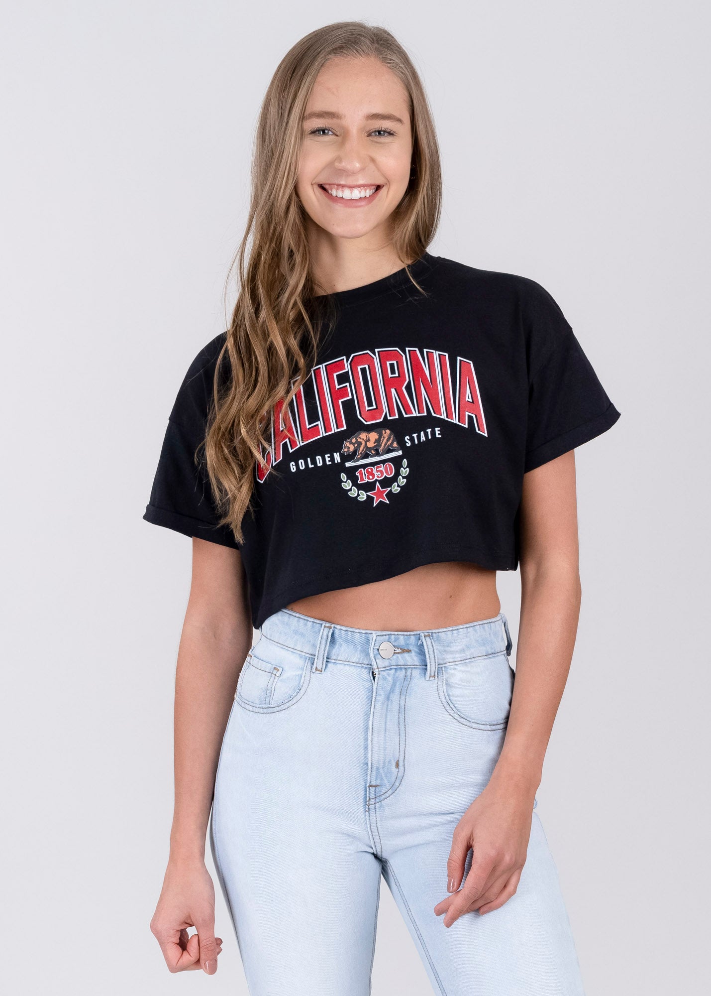 Playera Crop California NEGRO COMBO