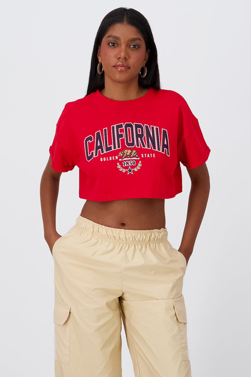 Playera Crop California ROJO