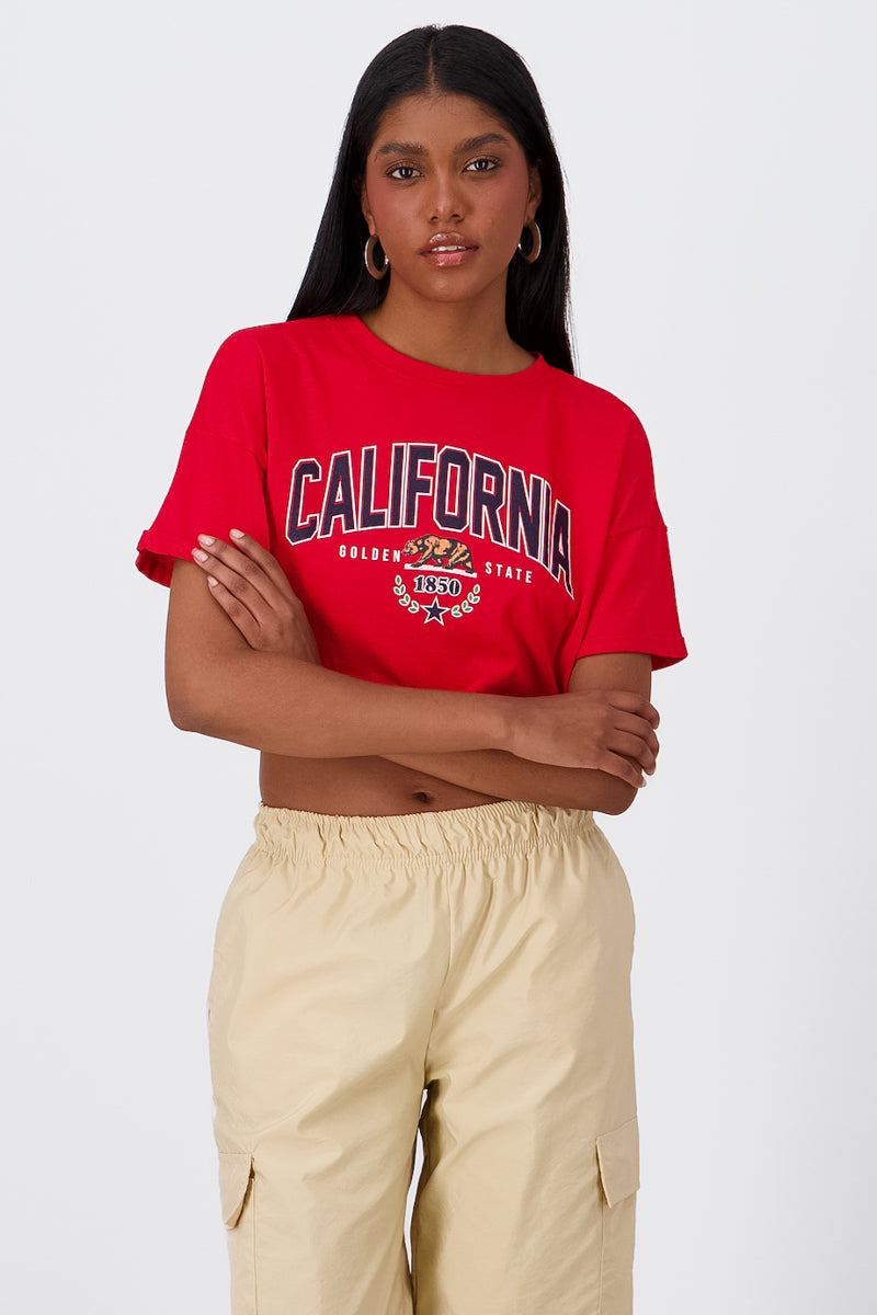 Playera Crop California ROJO