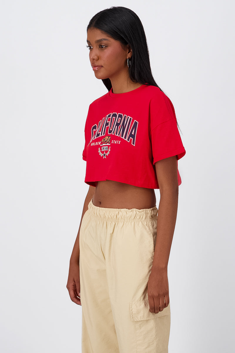 Playera Crop California ROJO