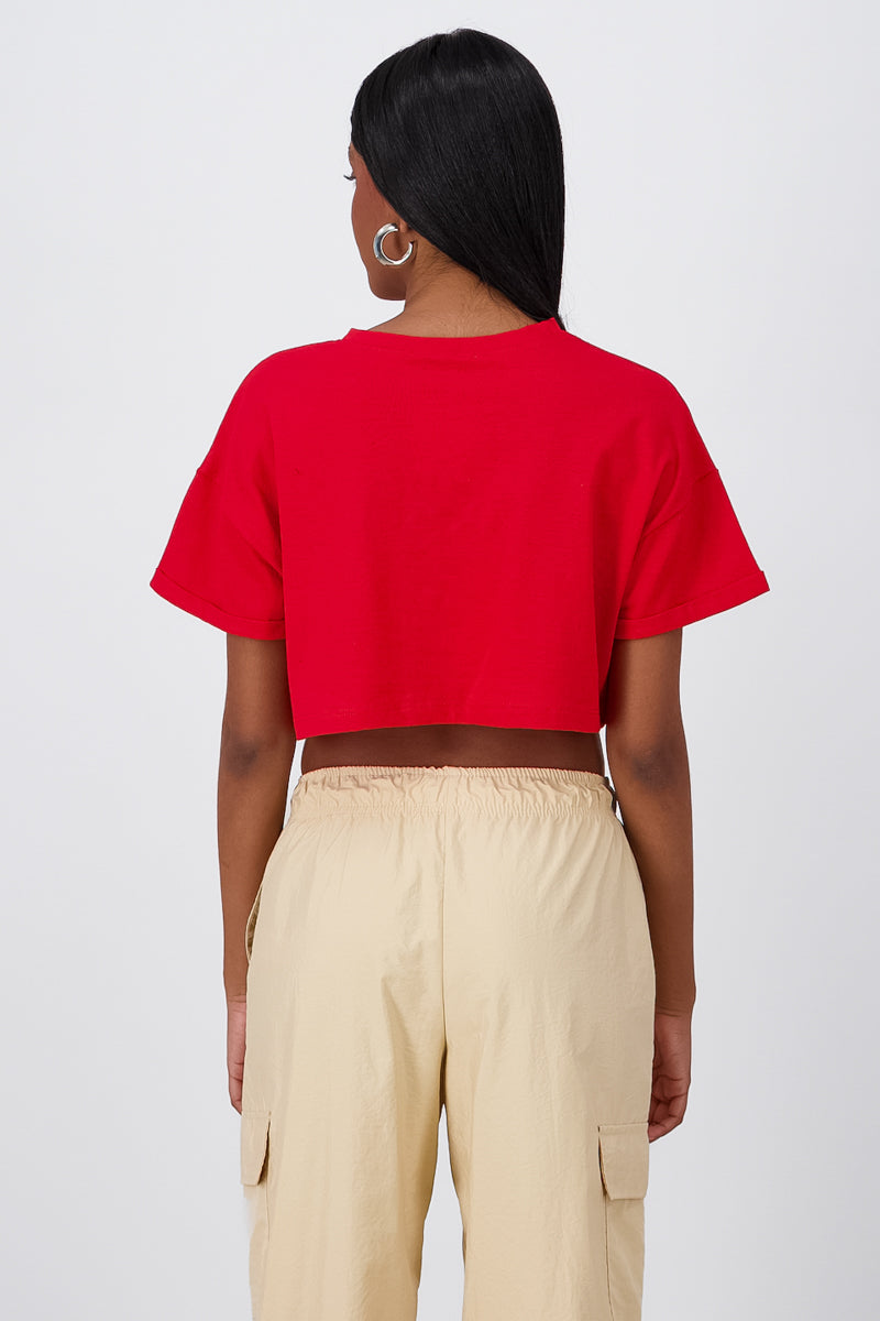 Playera Crop California ROJO