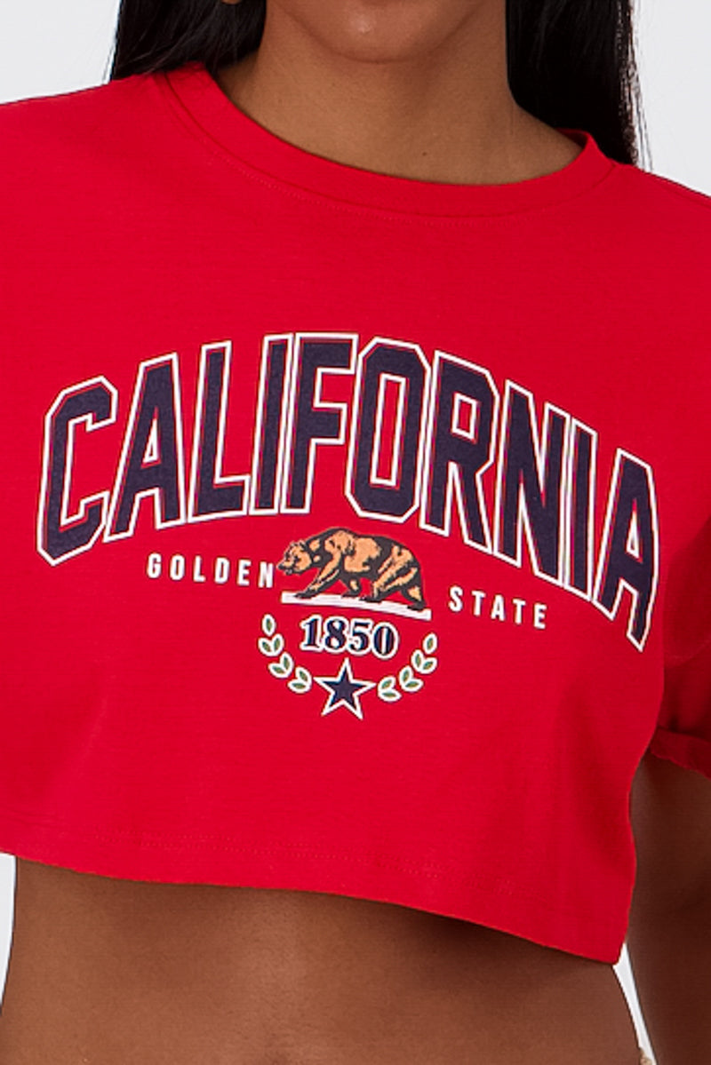 Playera Crop California ROJO