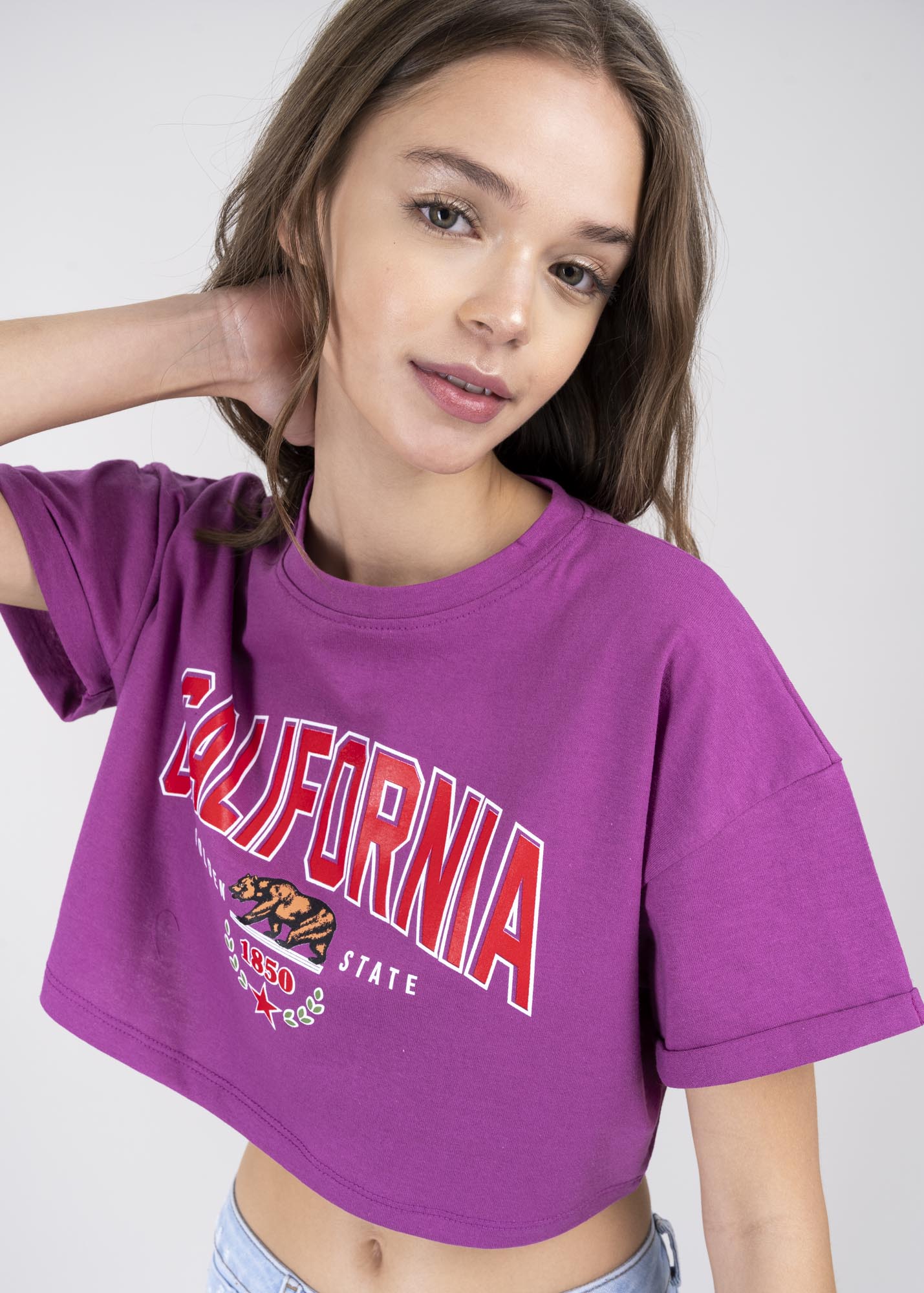 Playera Crop California BUGAMBILIA