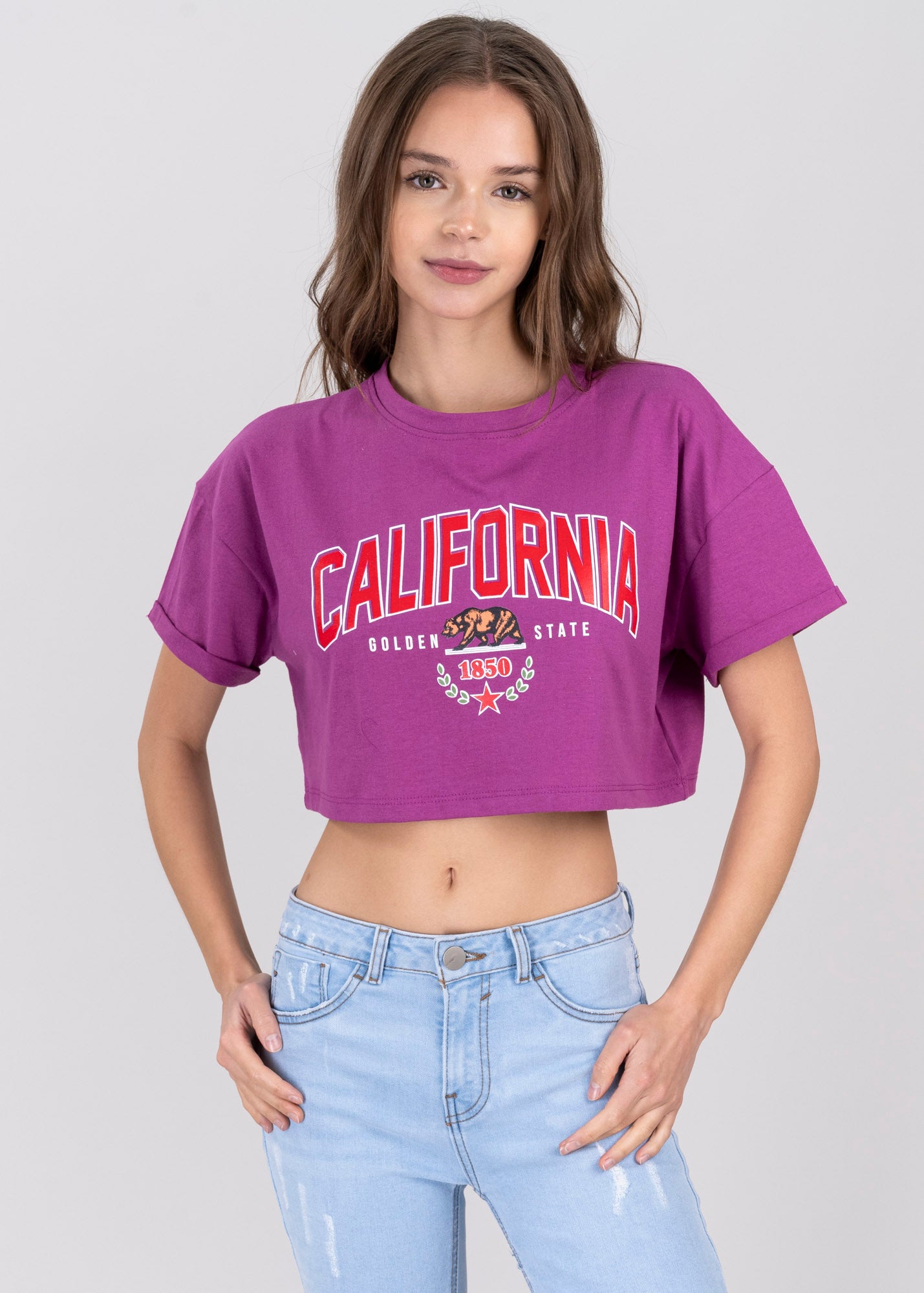 Playera Crop California BUGAMBILIA