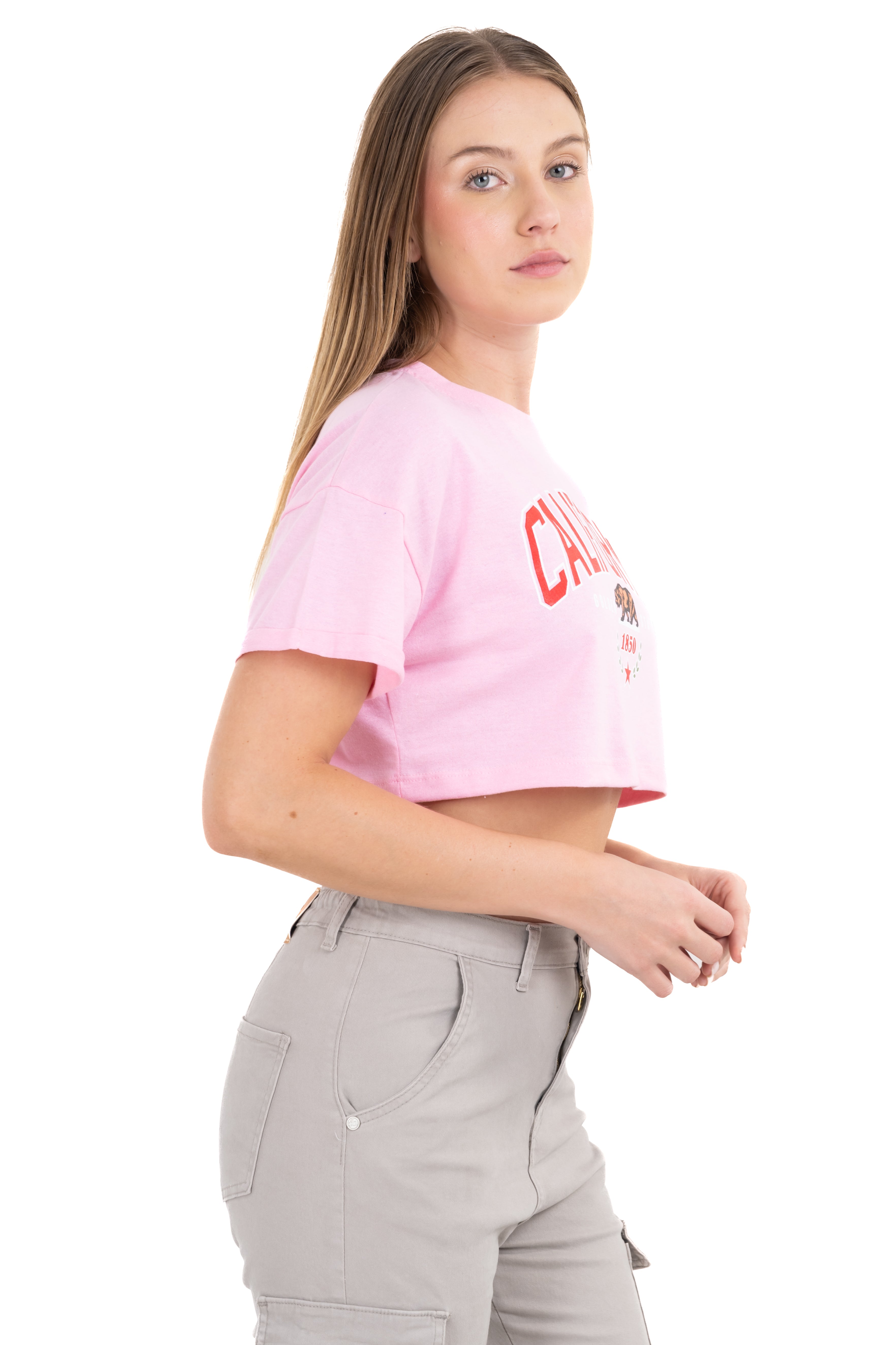 Playera Crop California ROSA PASTEL