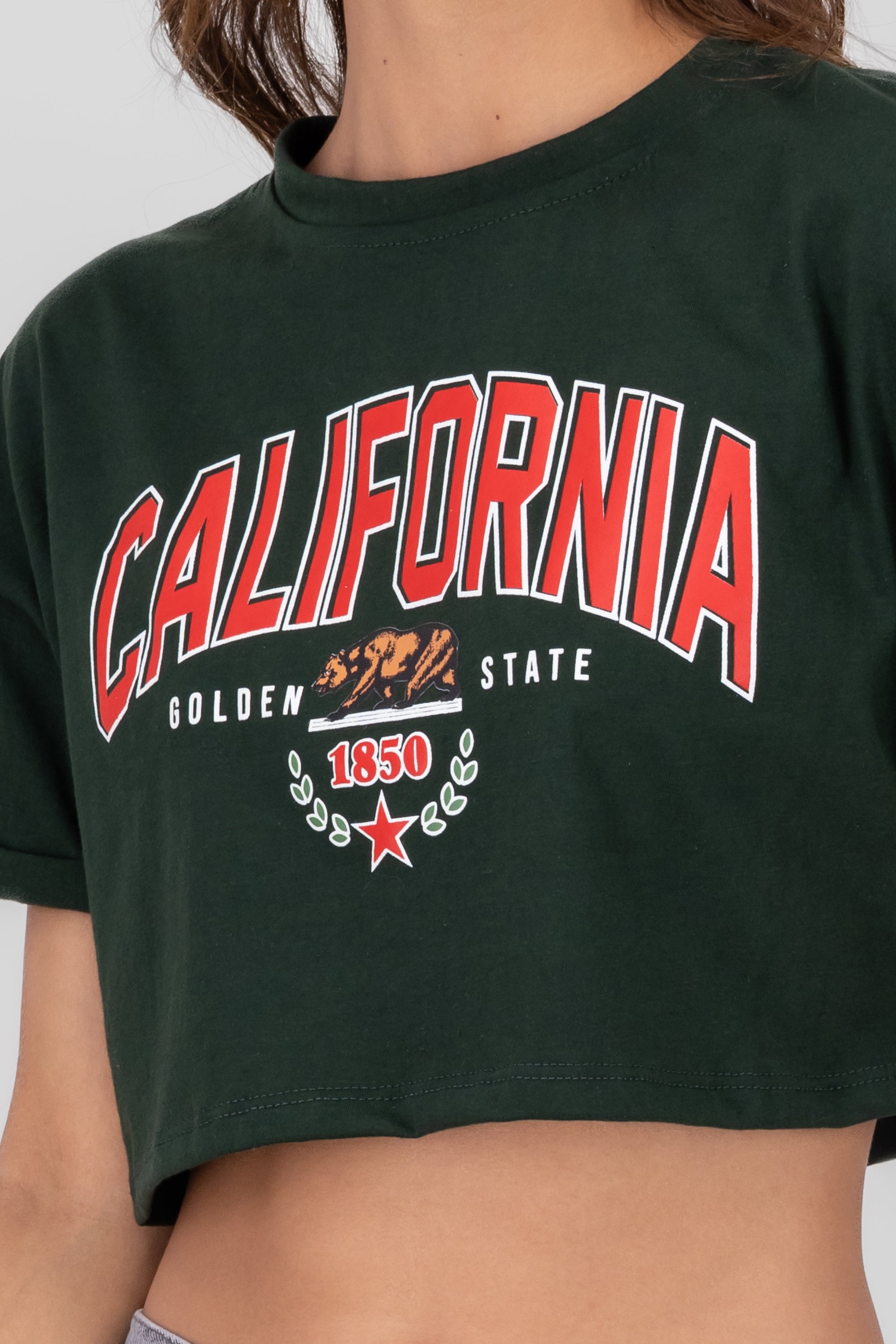 Crop California shirt Green bottle