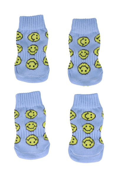 Set 2 pares calcetines mascota caritas felices AZUL CIELO