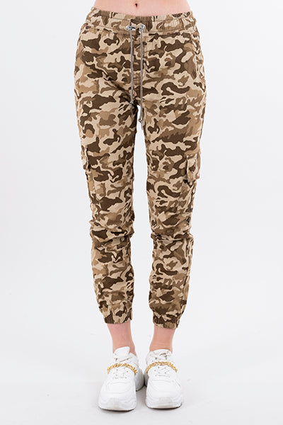 Jeans Waist High Camouflage Cordon BEIGE