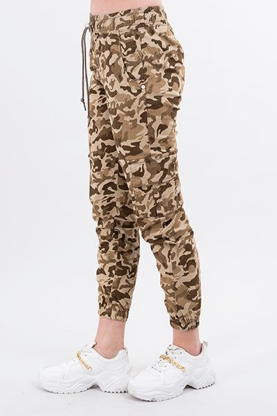 Jeans Waist High Camouflage Cordon BEIGE