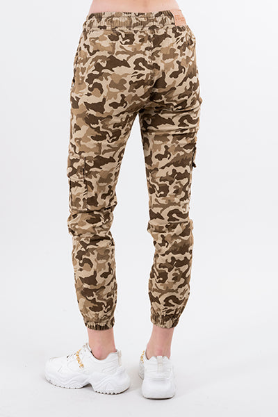 Jeans Waist High Camouflage Cordon BEIGE