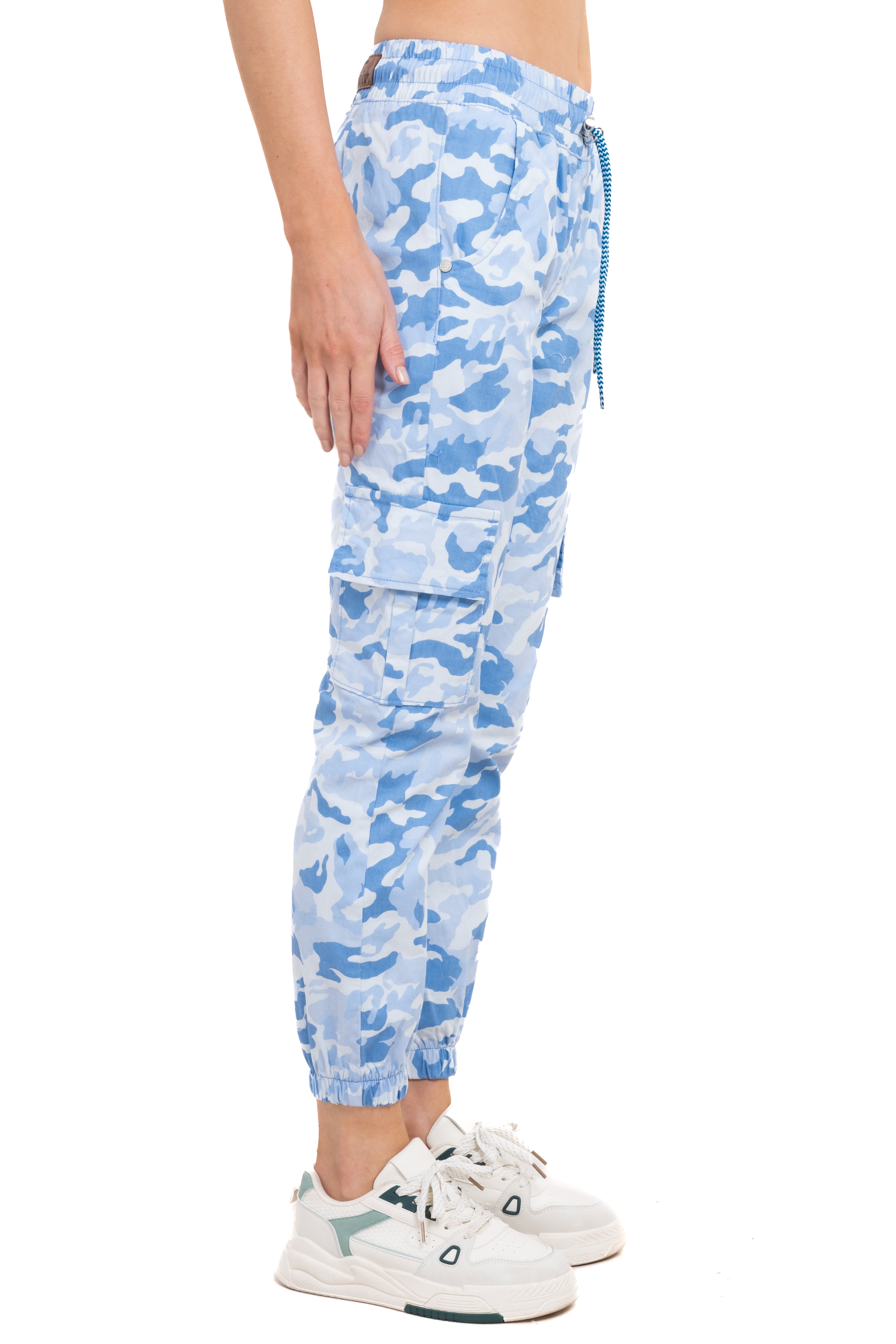 Jeans Waist High Camouflage Cordon Sky blue