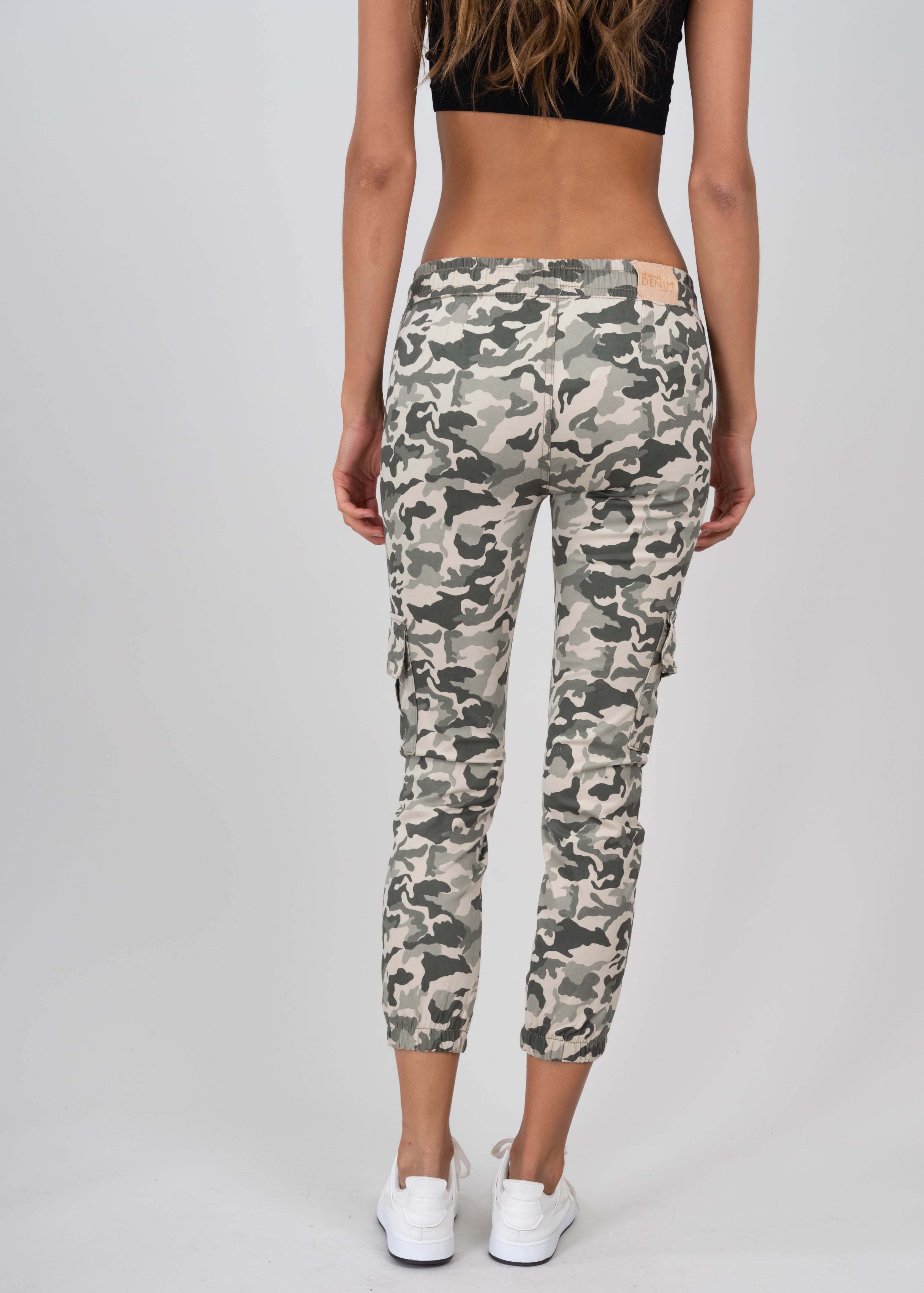 Jeans Waist High Camouflage Cordon BONE