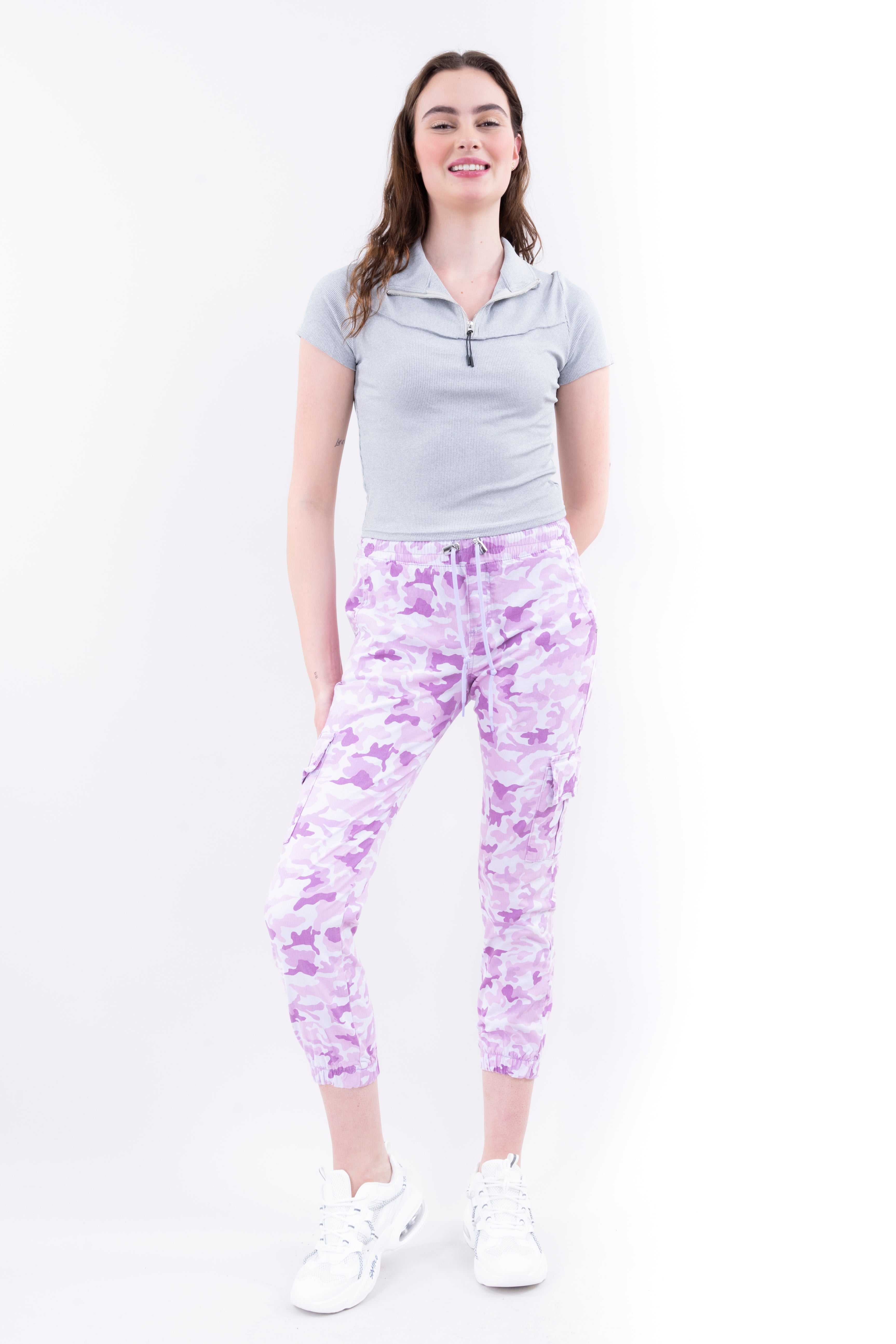 Jeans Waist High Camouflage Cordon LILAC