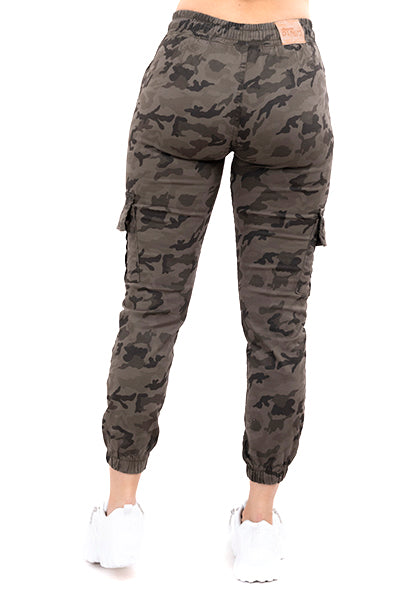 Jeans Waist High Camouflage Cordon Olive Combo