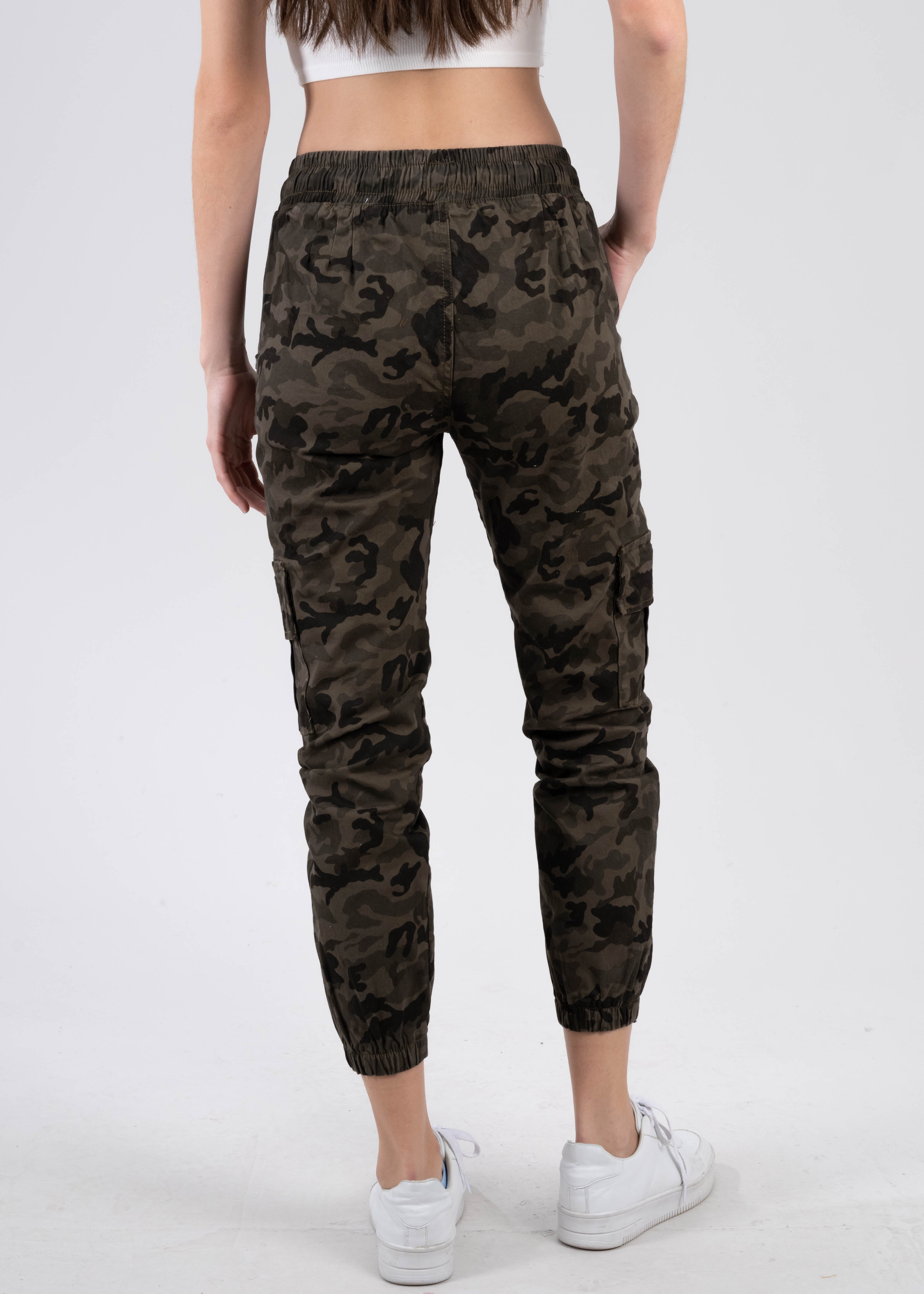 Jeans Waist High Camouflage Cordon Olive Combo