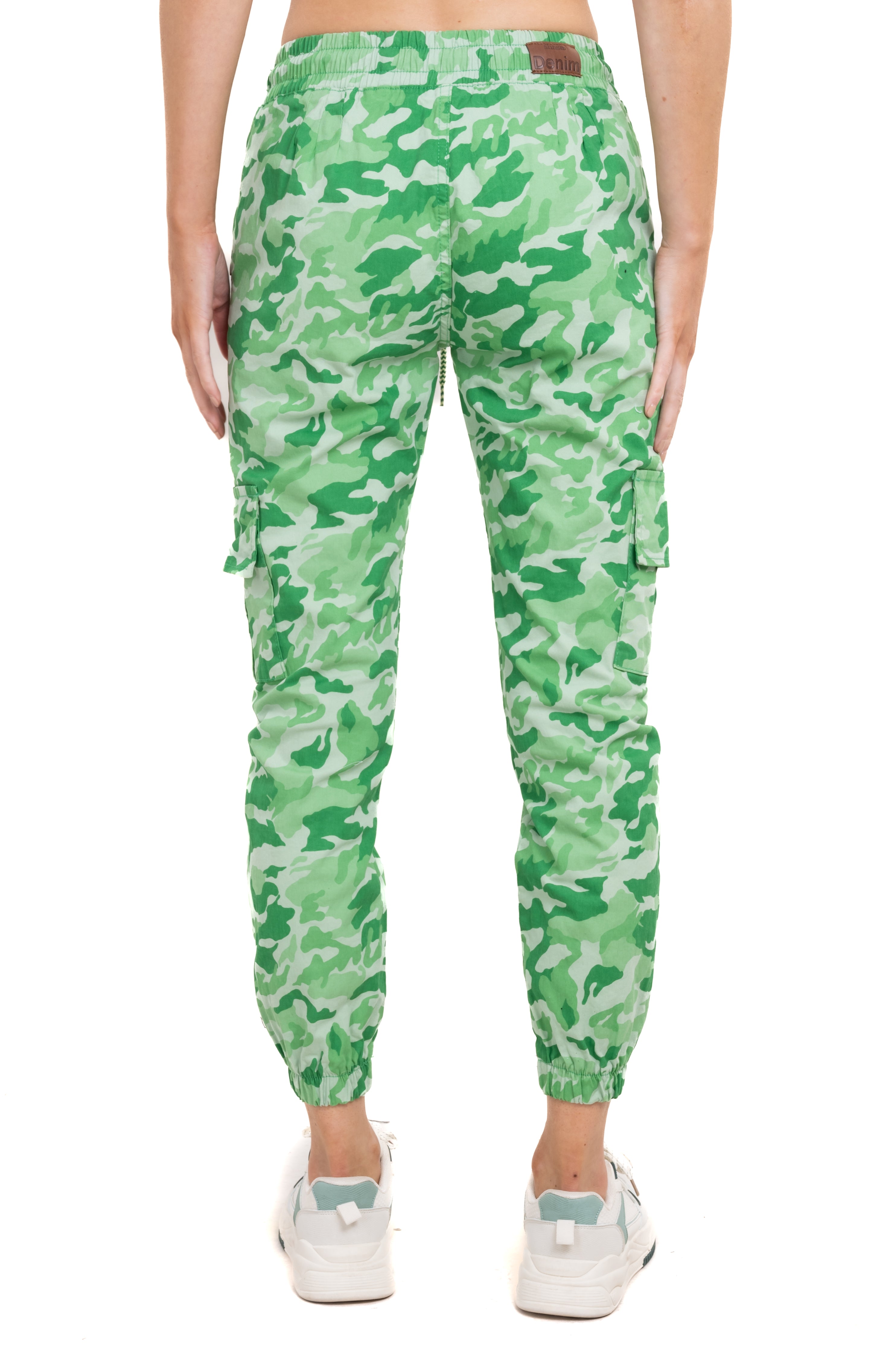 Jeans Waist High Camouflage Cordon Bright green