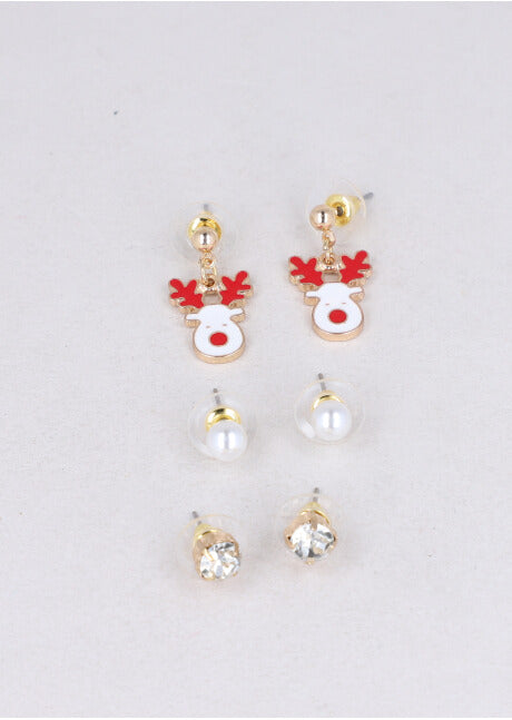 Set 3 earrings reindeer GOLD