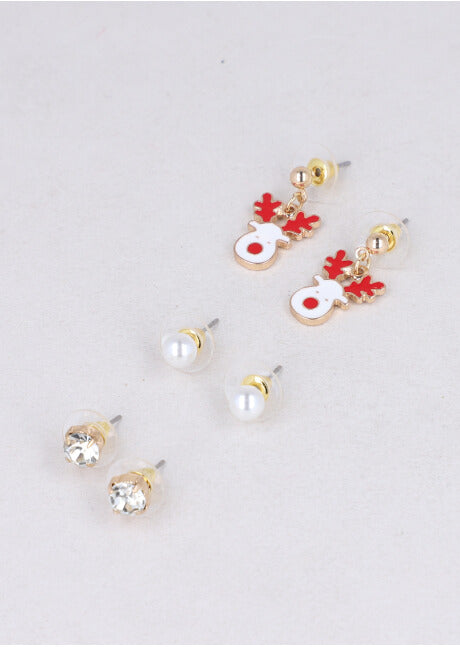 Set 3 earrings reindeer GOLD