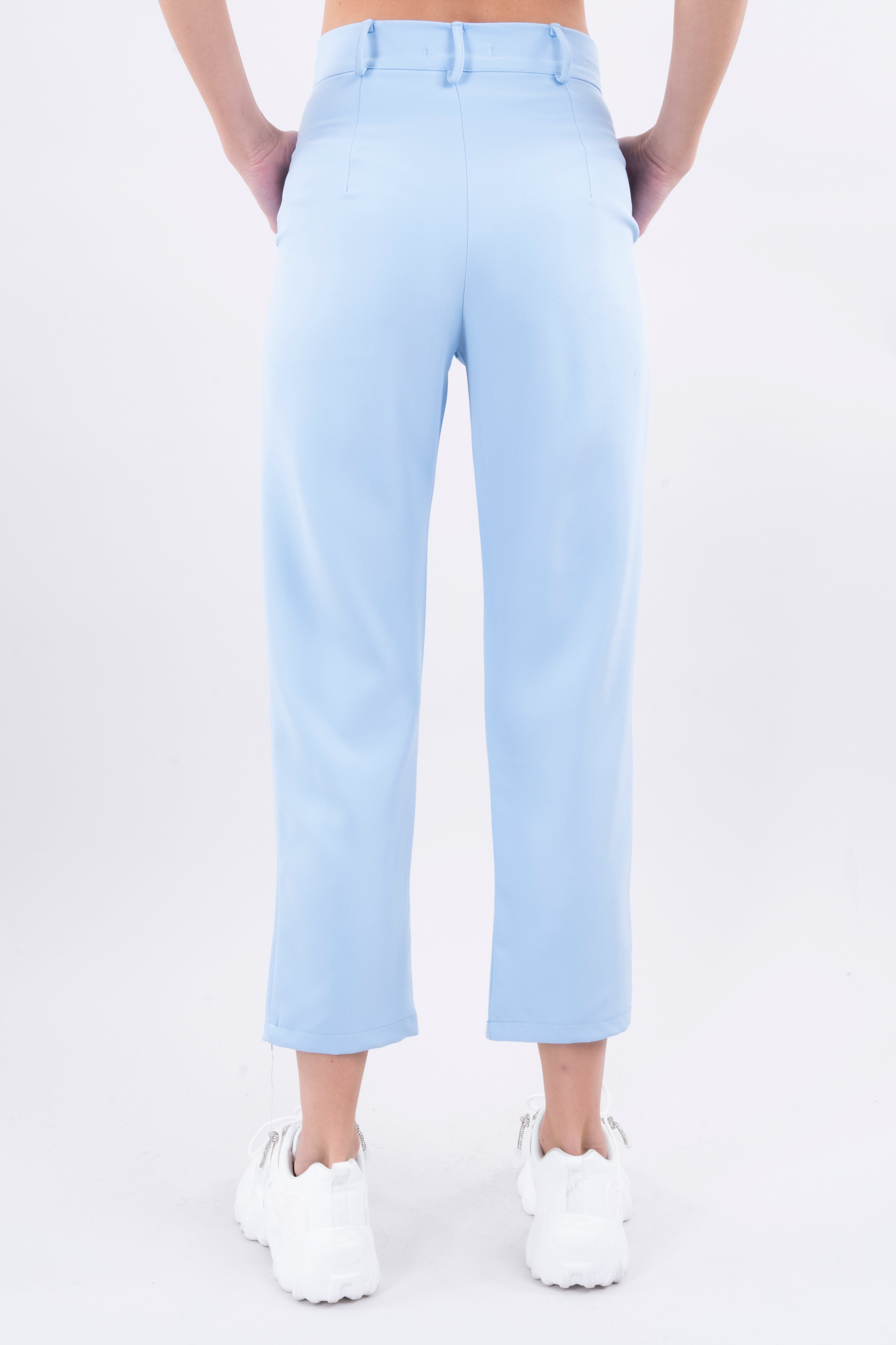 High Capri waist pants bags Sky blue