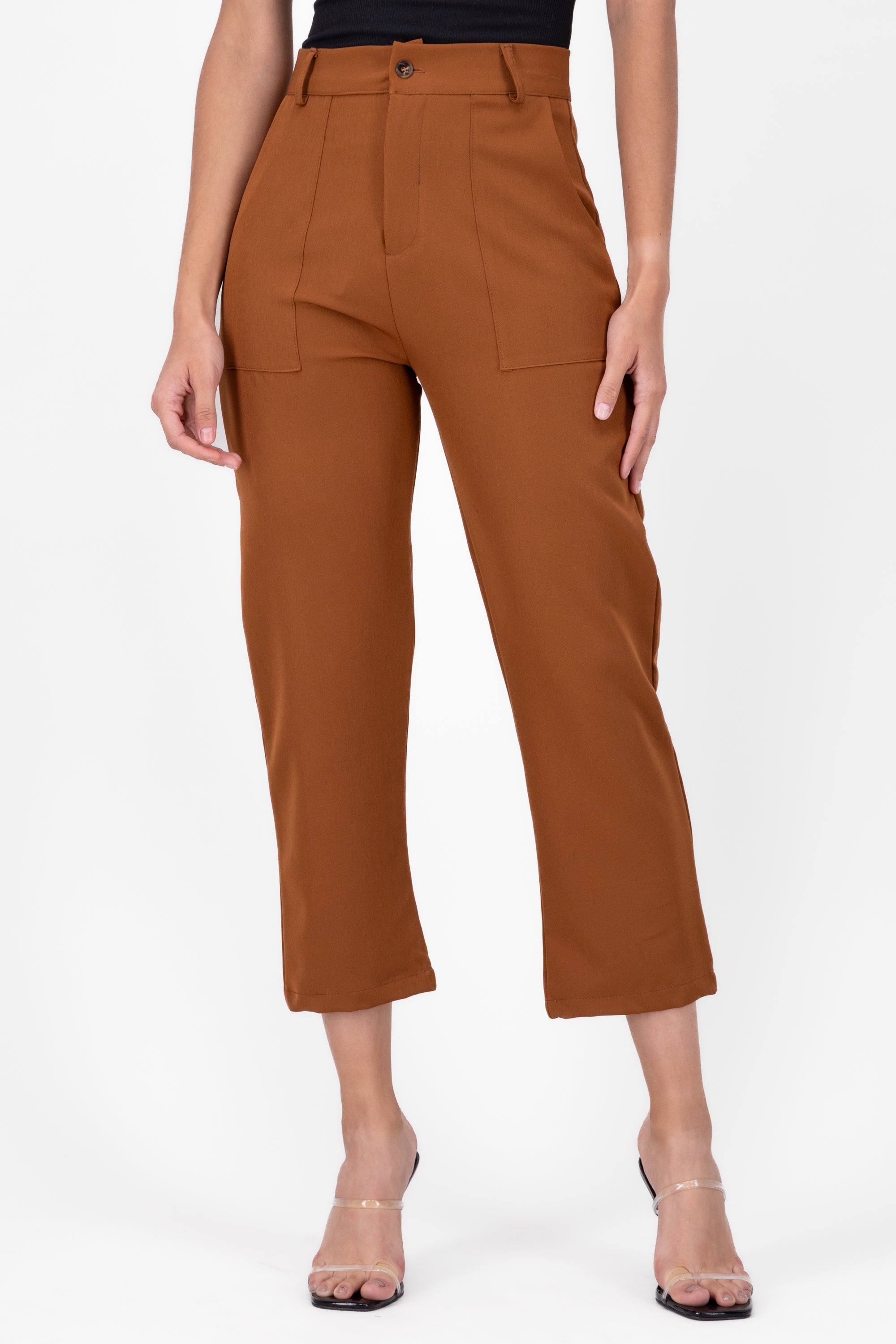 High Capri waist pants bags COPPER