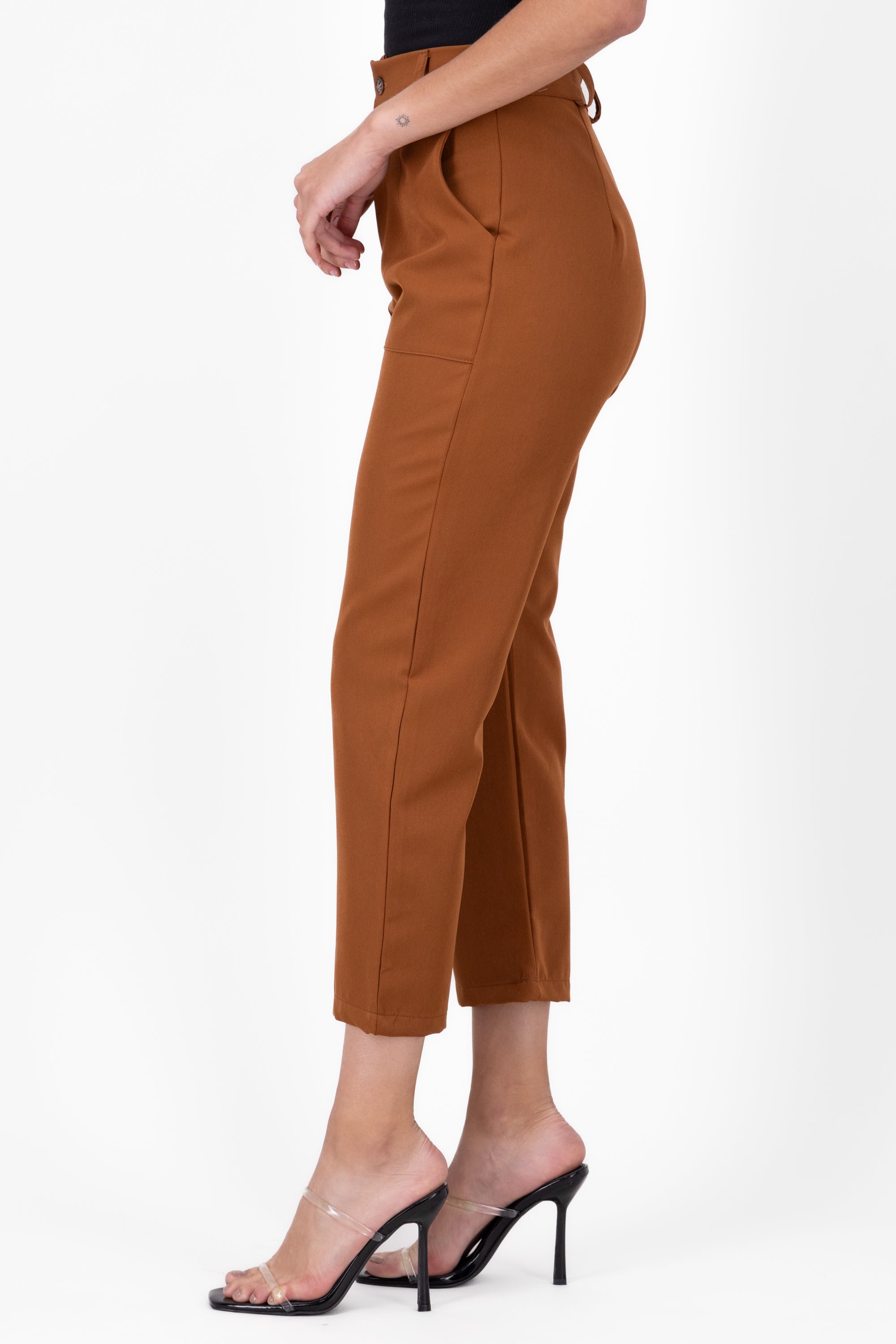 High Capri waist pants bags COPPER