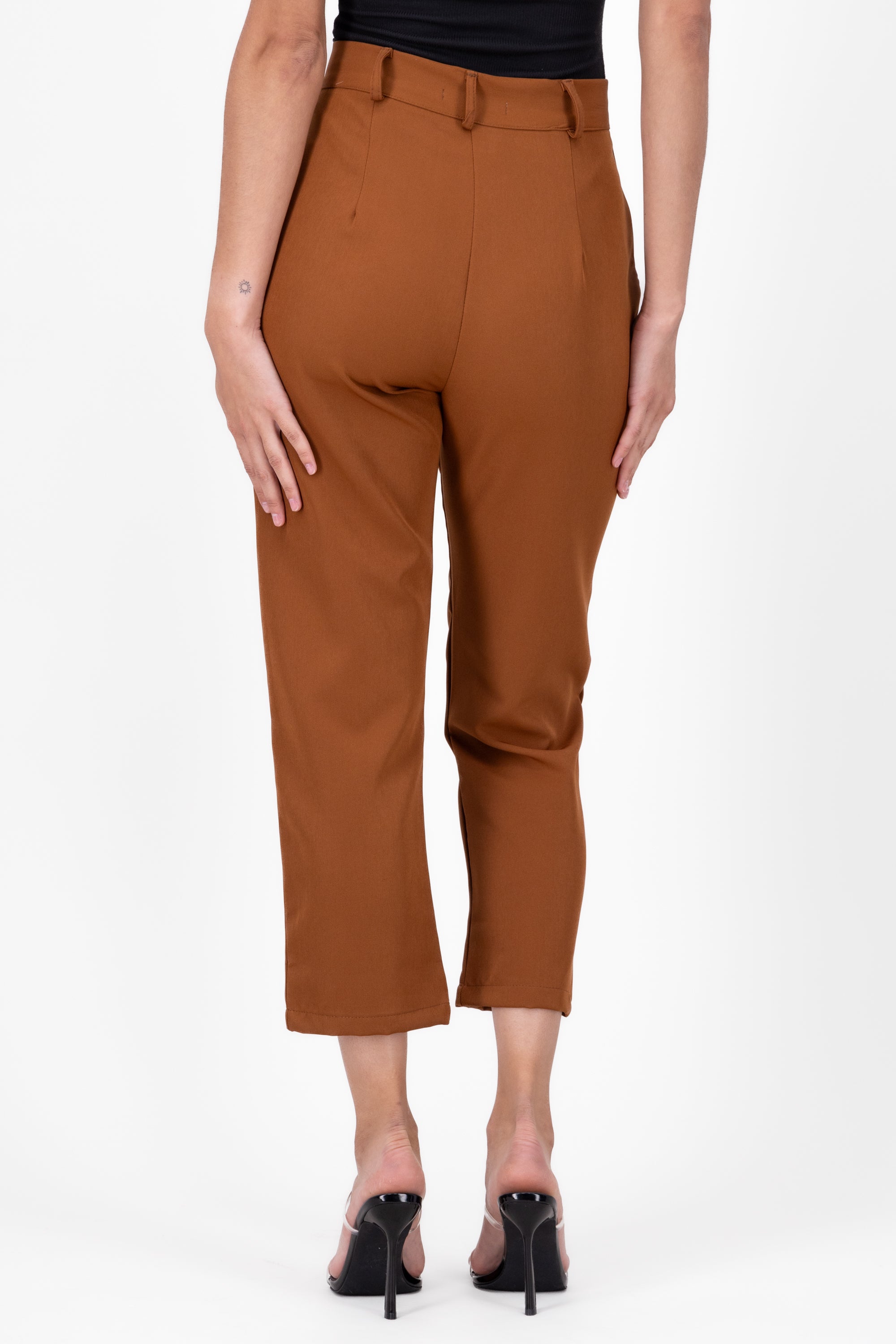 High Capri waist pants bags COPPER