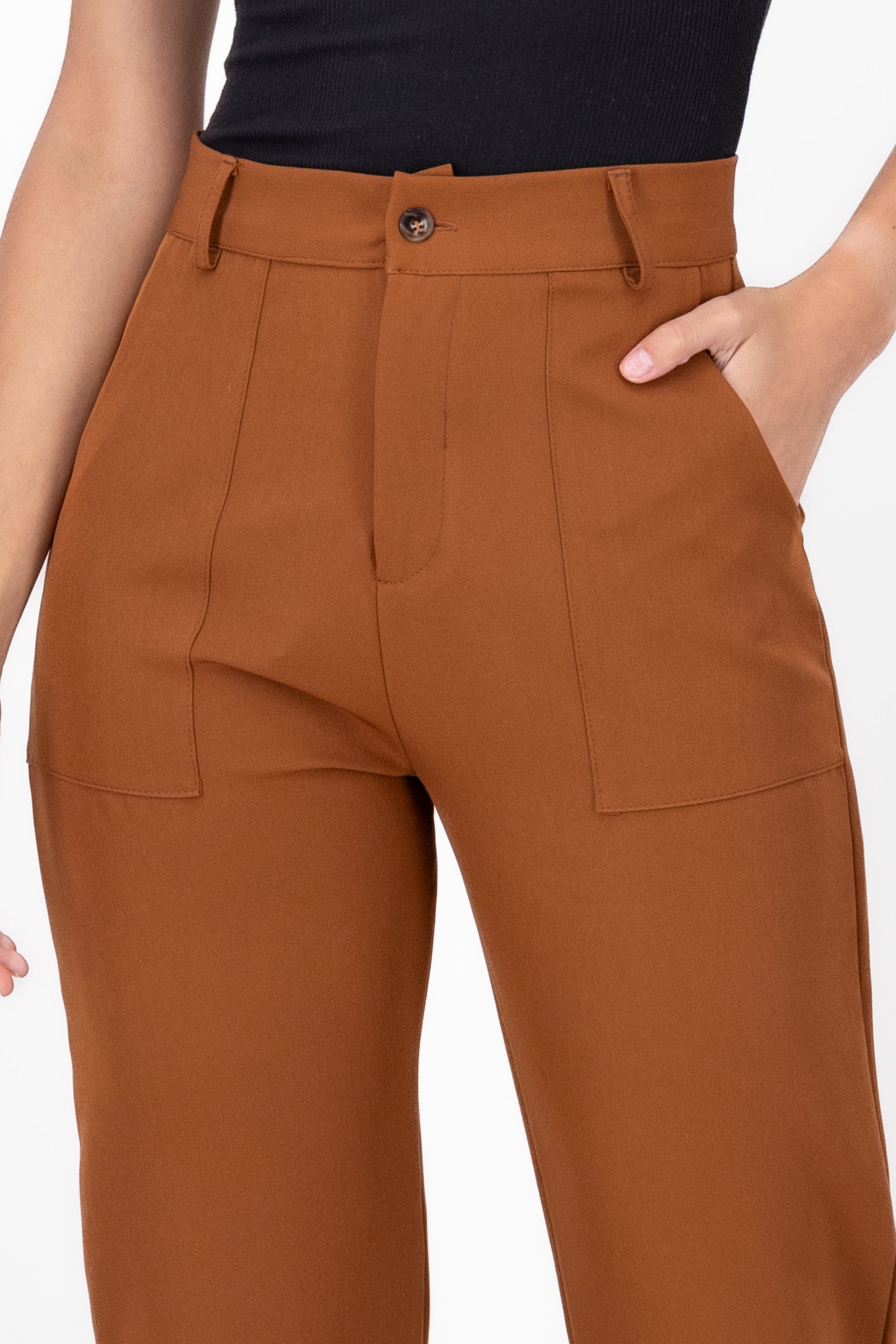 High Capri waist pants bags COPPER