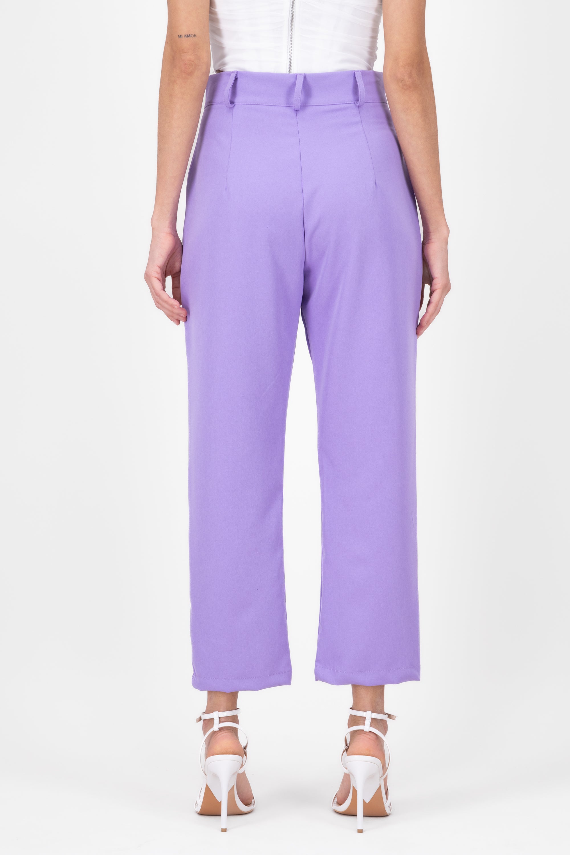 High Capri waist pants bags LILAC