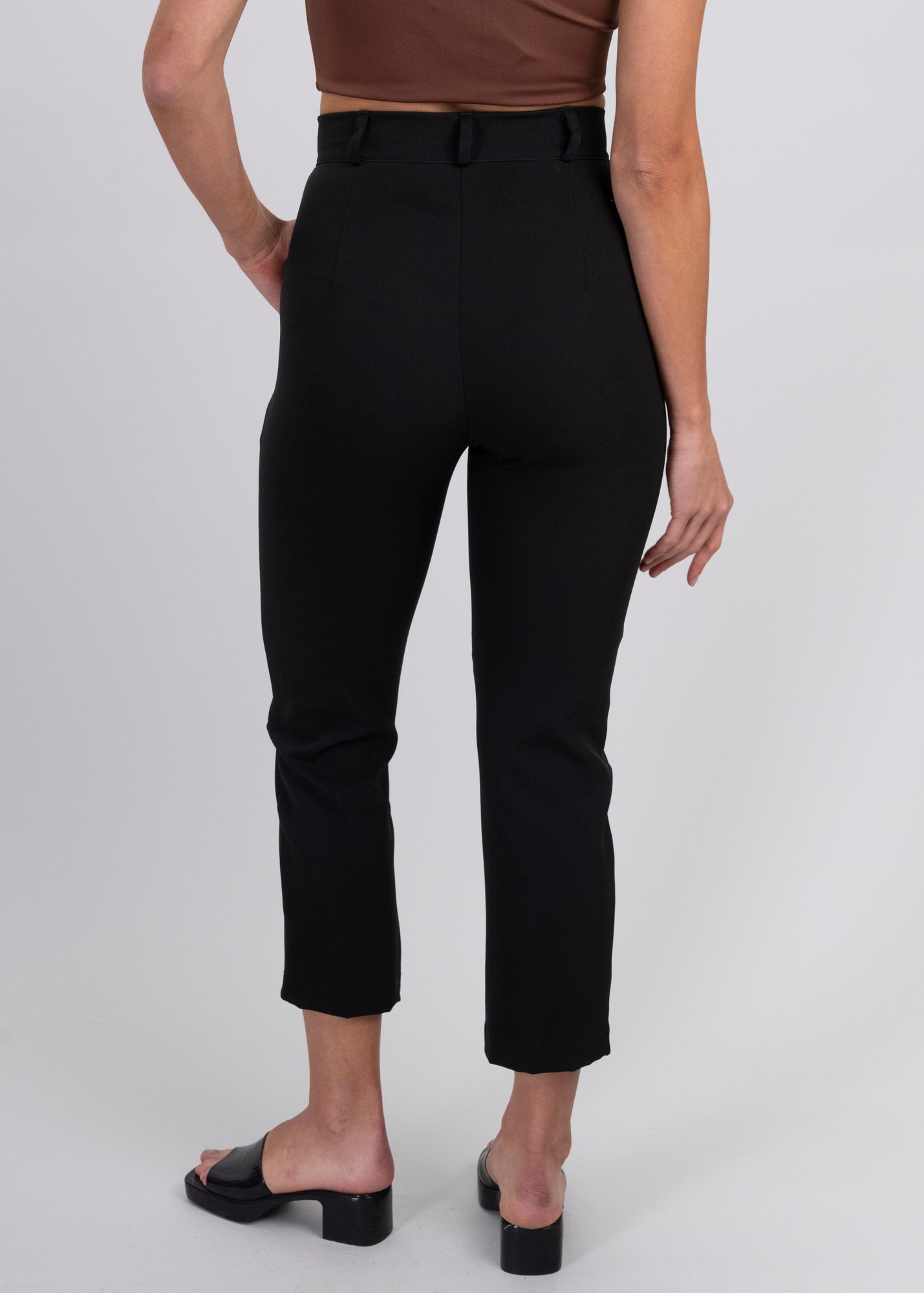 High Capri waist pants bags BLACK