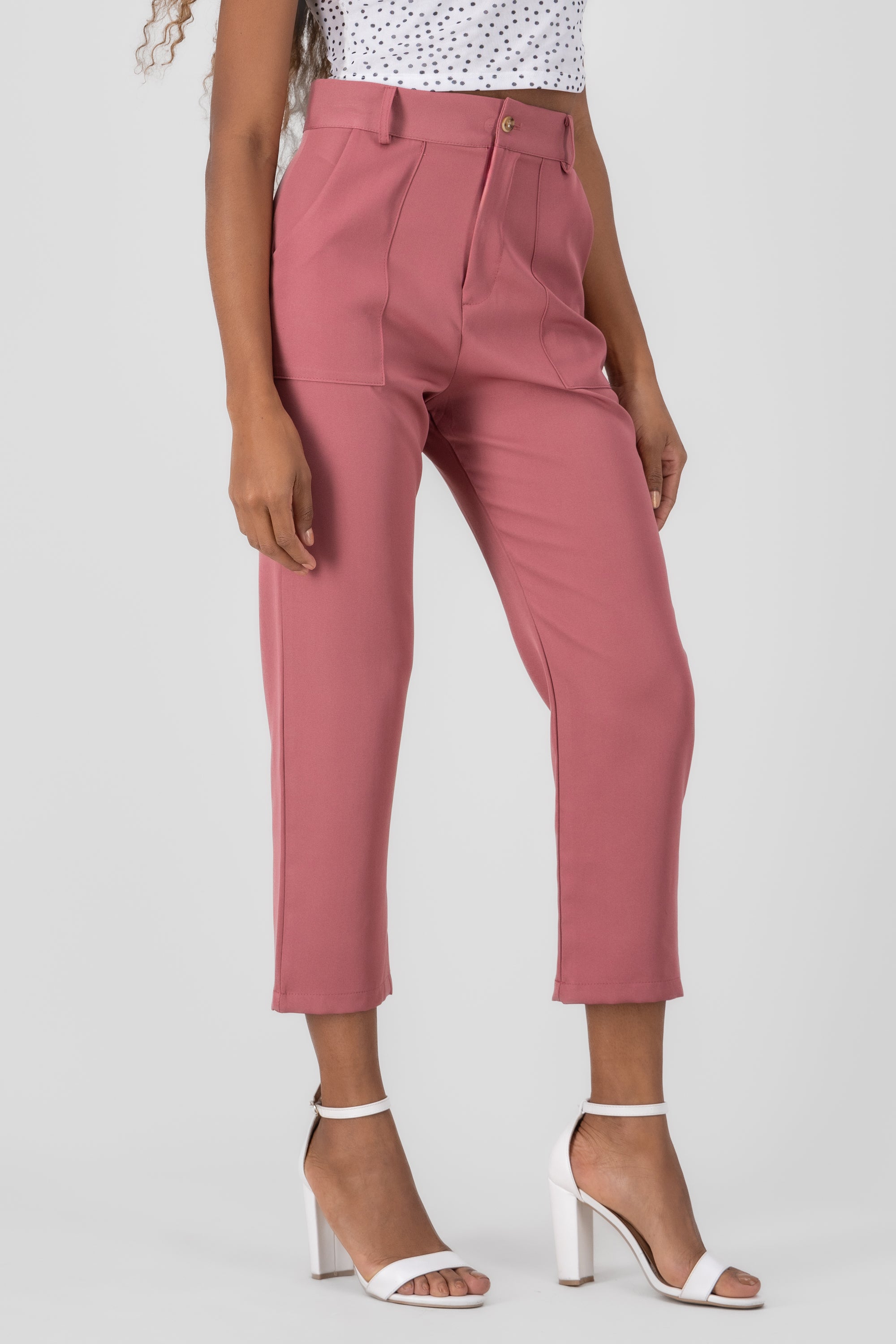 High Capri waist pants bags MALLOW