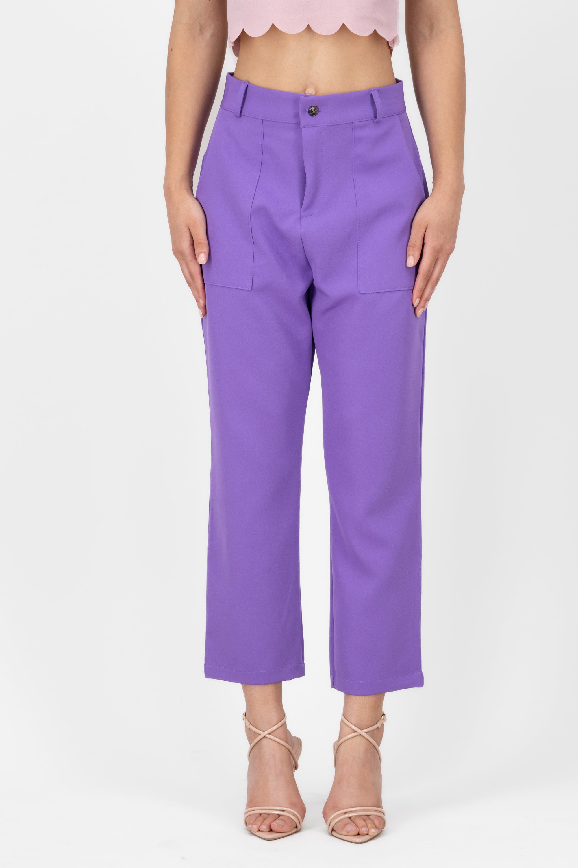 High Capri waist pants bags LAVENDER