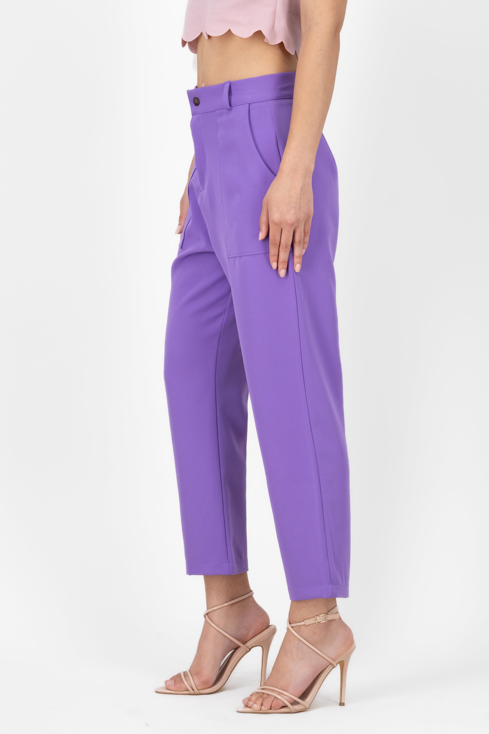 High Capri waist pants bags LAVENDER