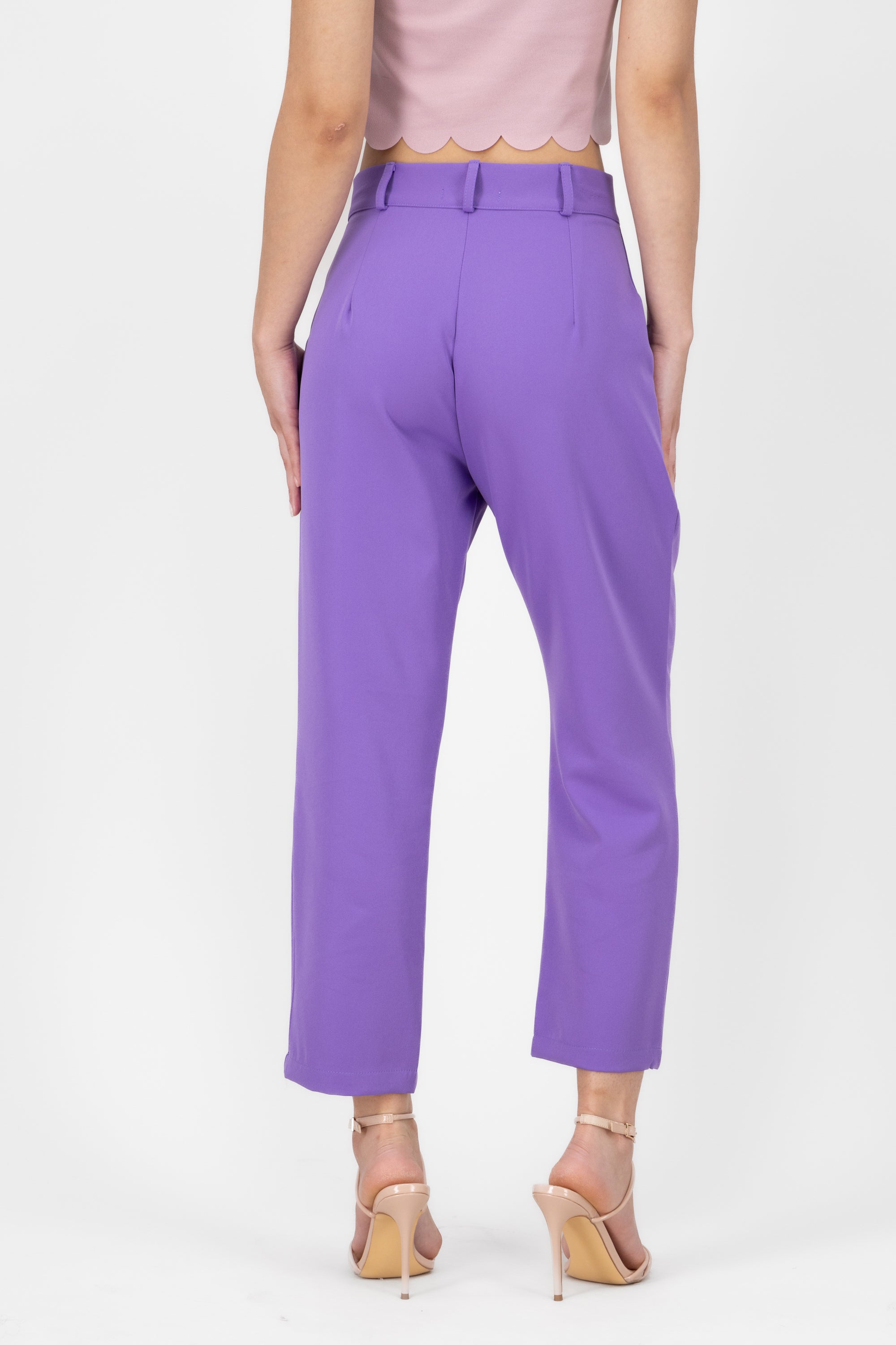 High Capri waist pants bags LAVENDER