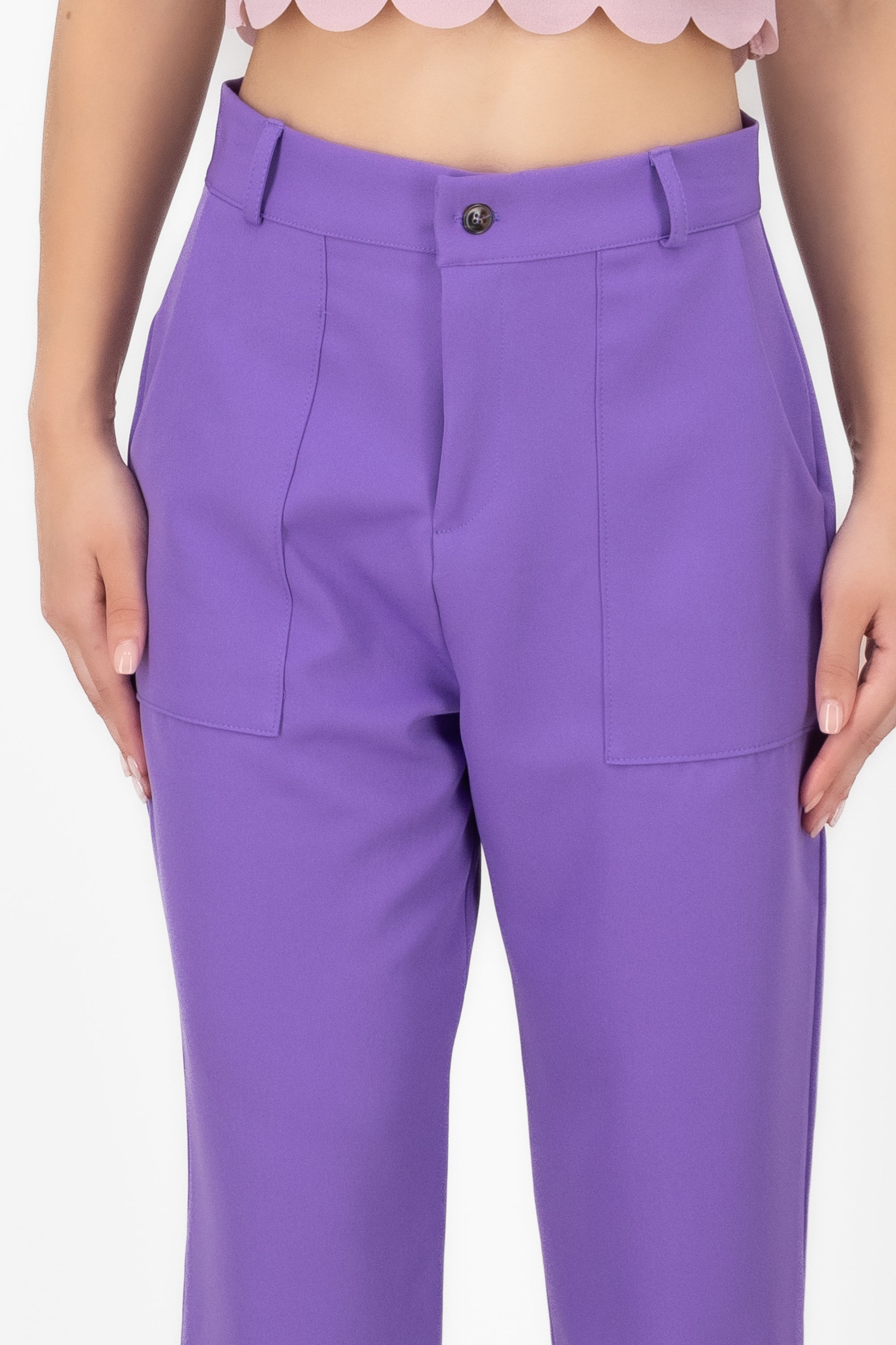 High Capri waist pants bags LAVENDER