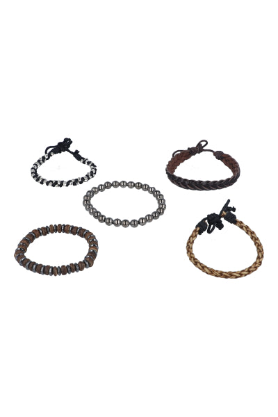 Set 5 pulseras materiales mixtos CAFE