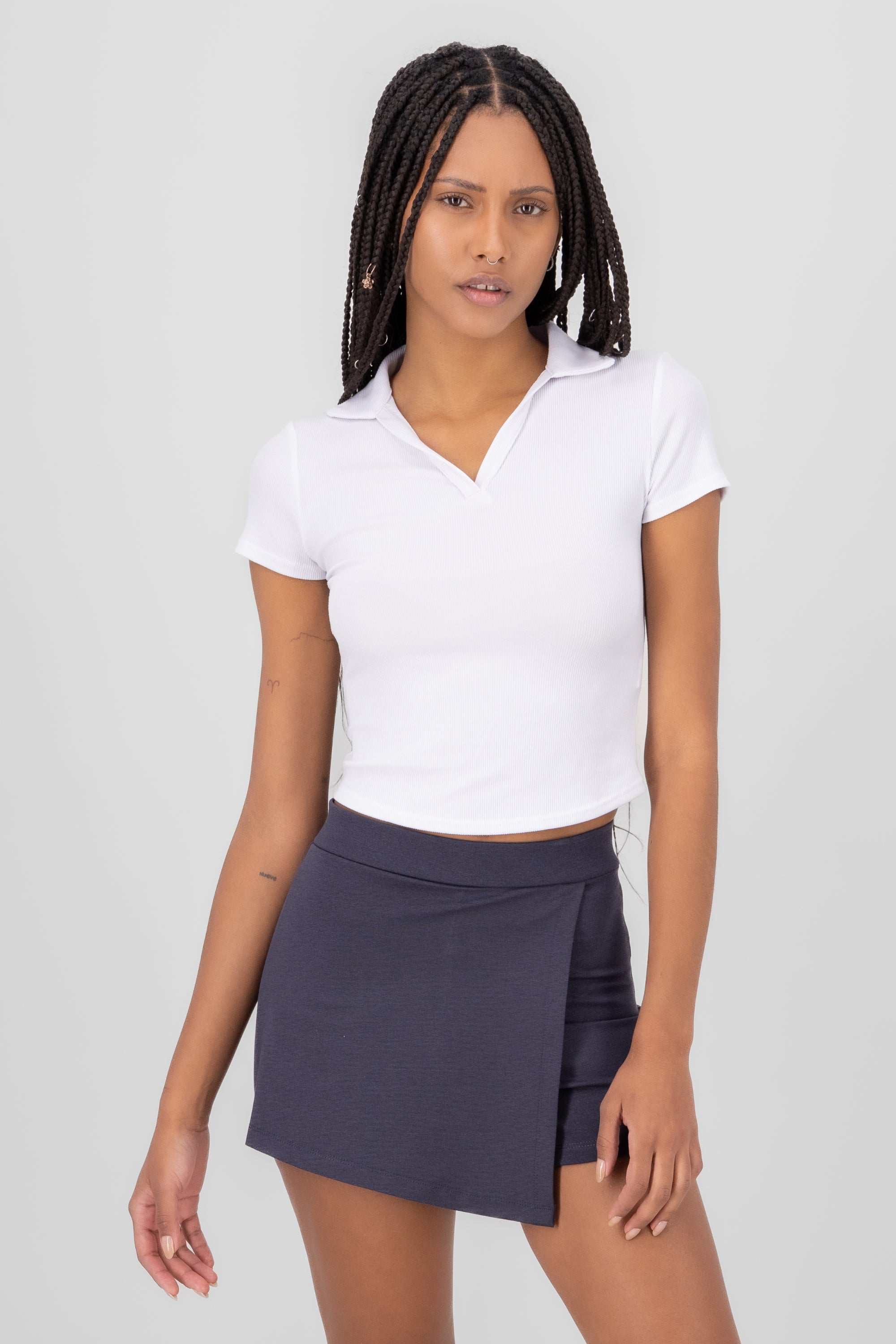 Asymmetric smooth skort skirt Hematite