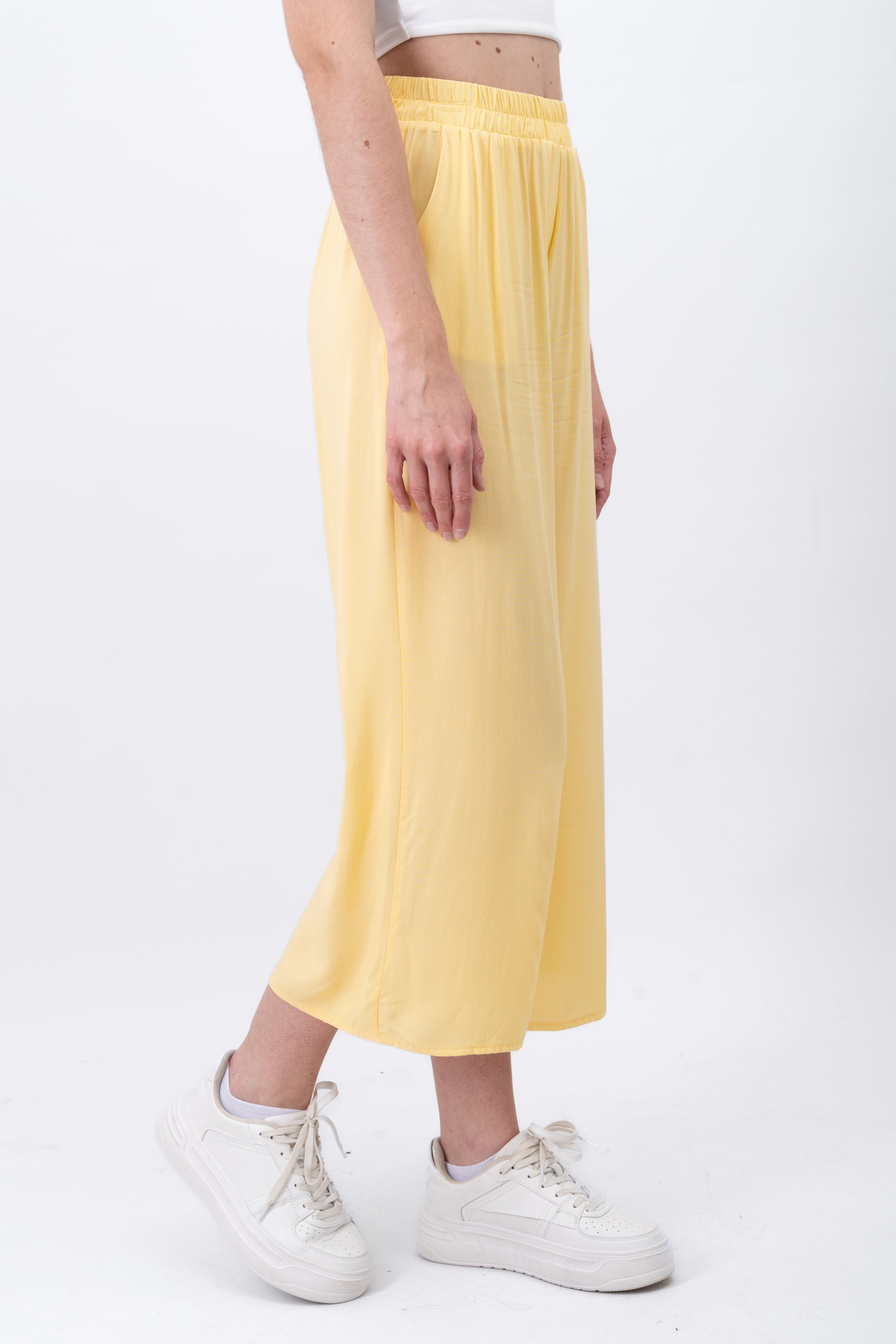 Wide Leg pants Frievid High Waist Pastel yellow
