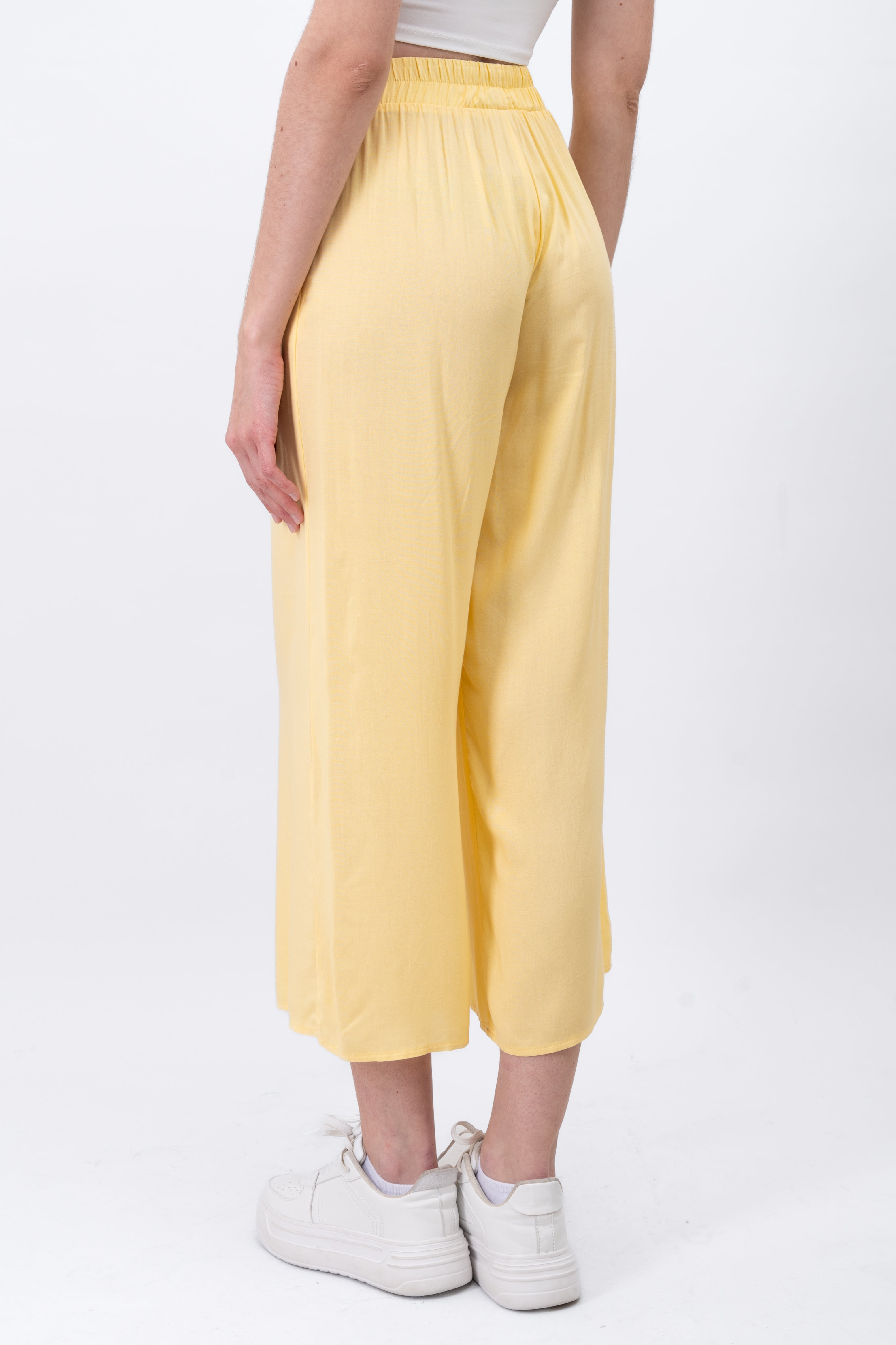 Wide Leg pants Frievid High Waist Pastel yellow